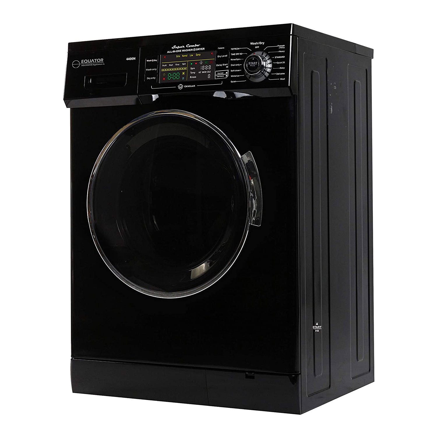 Equator Super Combination Vent/Ventless Home Washing Machine Dryer Unit, Black