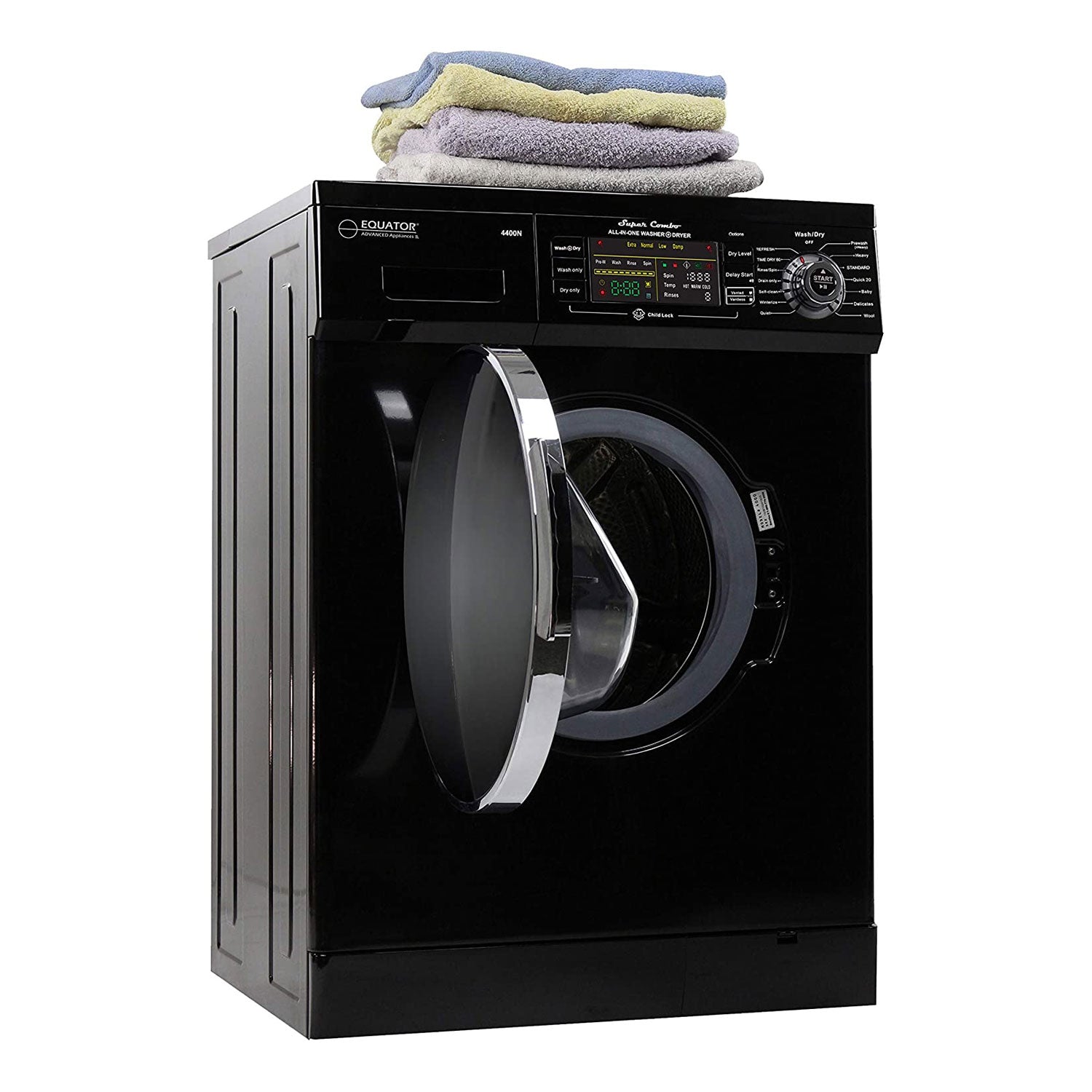 Equator Super Combination Vent/Ventless Home Washing Machine Dryer Unit, Black