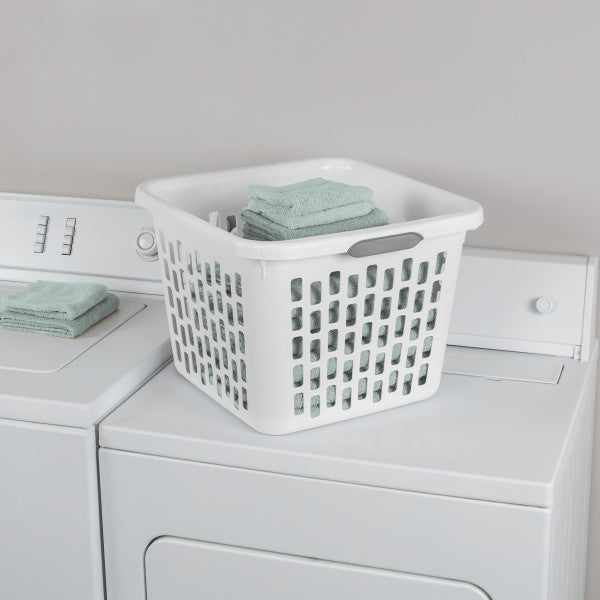 Sterilite Laundry Basket, 1.5 Bushel Plastic Hamper with Handles, White, 24 Pack