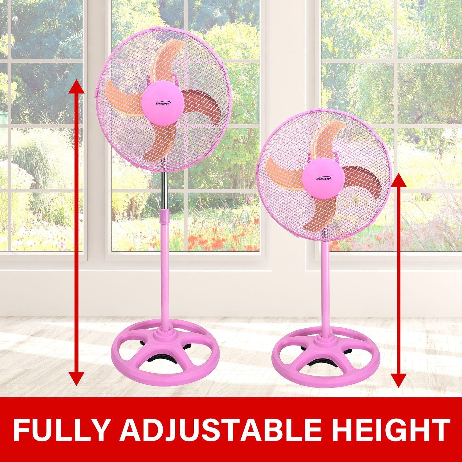 Brentwood 3 Speed Whisper Quiet Oscillating 12" Adjustable Stand Fan (Open Box)