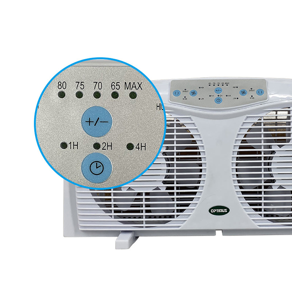Optimus Reversible 8" 3 Speed Cool Air Home Twin Window Fan w/ Thermostat (Used) - VMInnovations