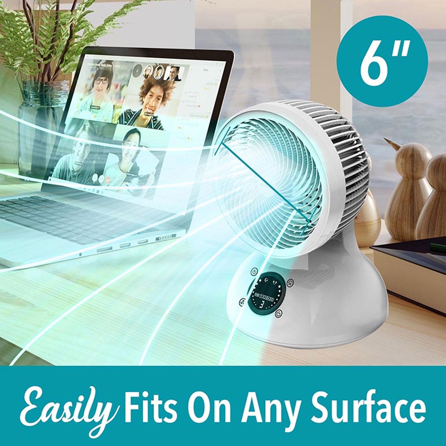 Brentwood 6 Inch 3 Speed Oscillating Remote Control Desktop Fan, White(Open Box) - VMInnovations