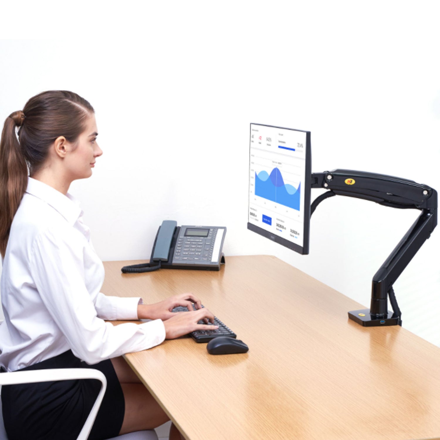 North Bayou Desk Mount Full Motion Swivel Adjustable Height Monitor Arm, Black