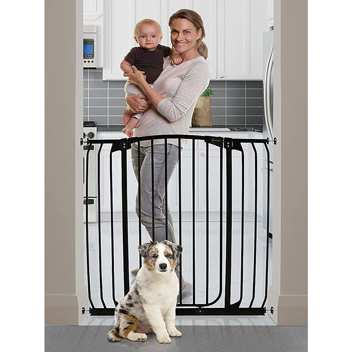 Dreambaby F191B Chelsea Extra Tall 38 to 42.5" Auto Close Baby & Pet Gate, Black - VMInnovations