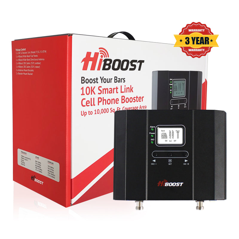 Hiboost F15GI-5S-BTW 10K Smart Link 3G 4G LTE Wireless Cell Phone Signal Booster