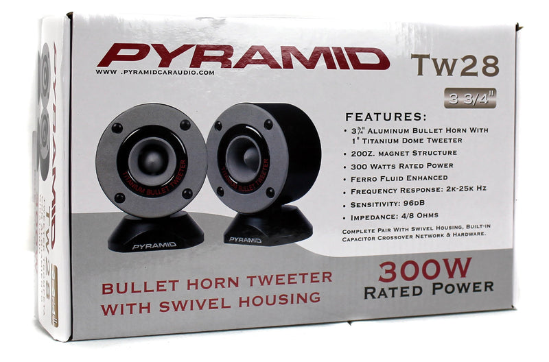 2) New Pyramid TW28 3.75" 300W Audio Horn Bullet Aluminum Tweeters (Open Box)