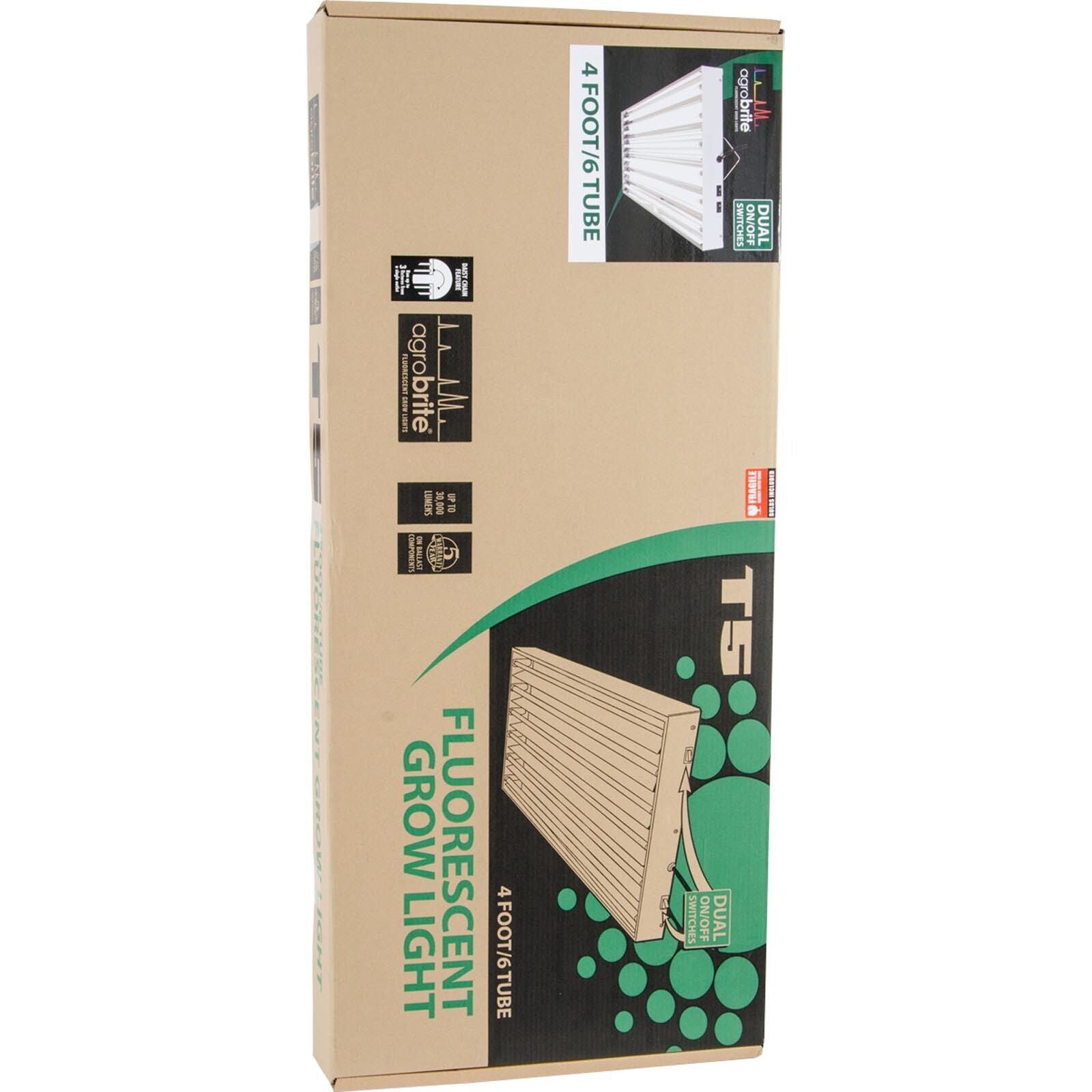 AgroBrite FLT46 6-Tube Hydroponic 4' 324W Grow Light Fixture with Bulbs, White - VMInnovations