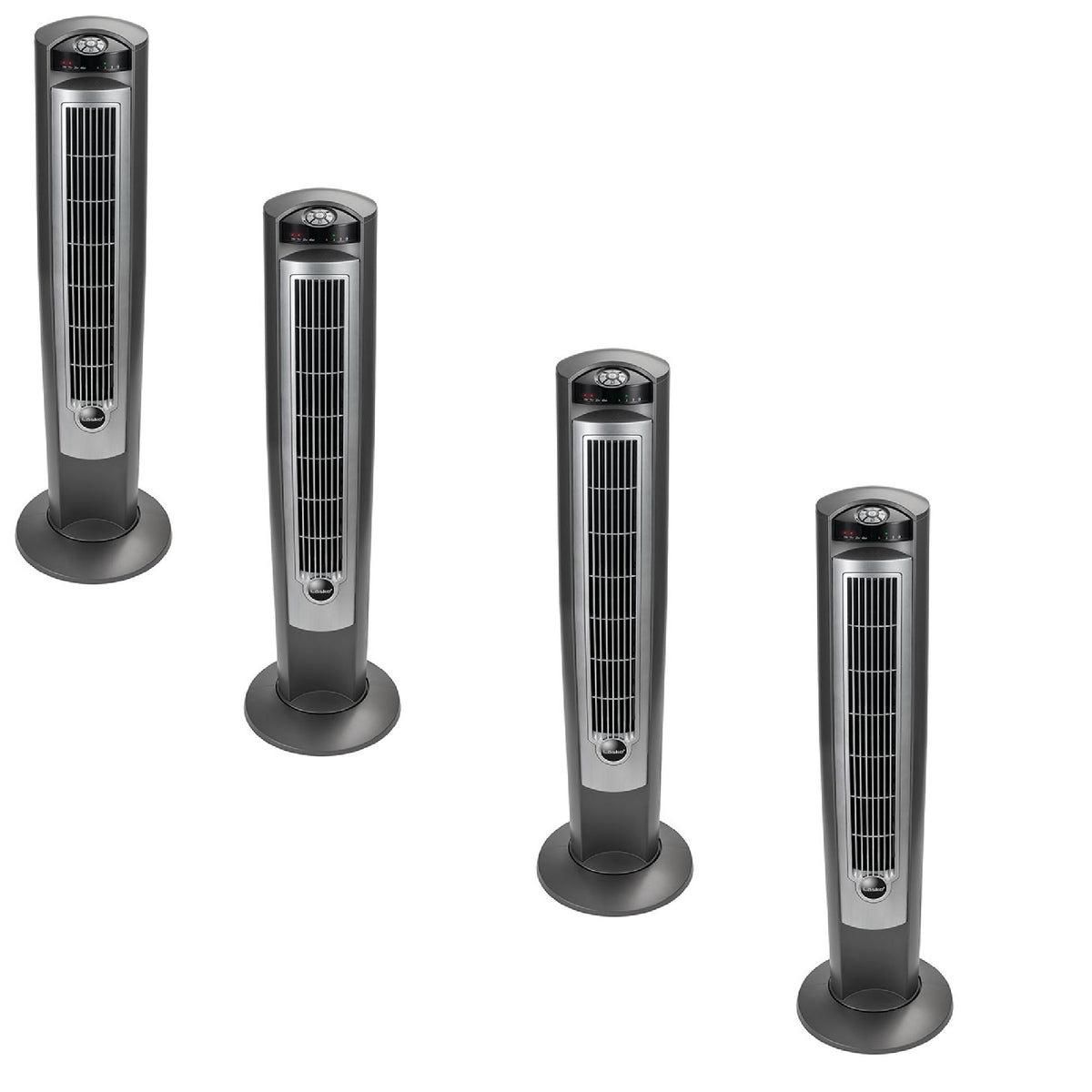 Lasko Wind Curve Nighttime Setting Tower Fan w/ Remote Control, Silver (4 Pack)