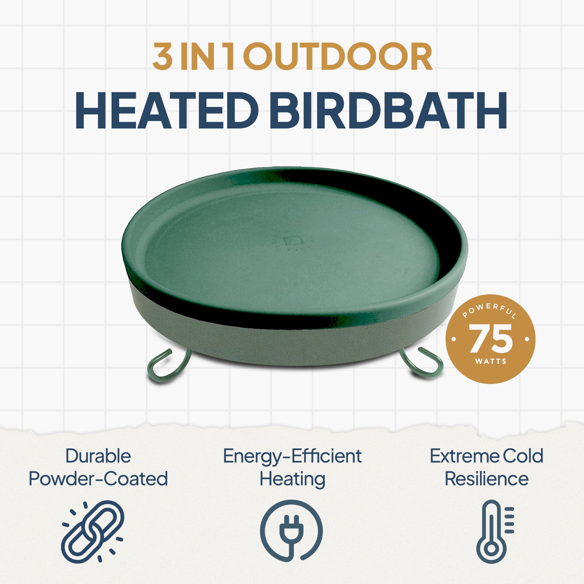 Farm Innovators All Seasons 3 In 1 75 Watts Heated Birdbath, Green (4 Pack)