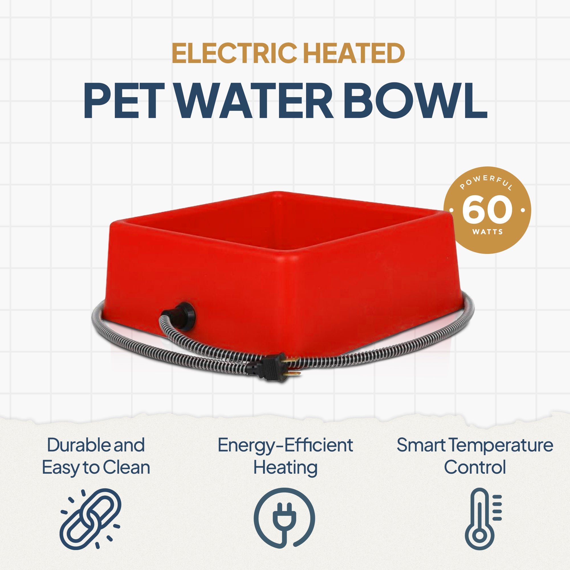 Farm Innovators 1.25 Gallon 60W Electric Heated Pet Water Bowl, Red (2 Pack) - VMInnovations