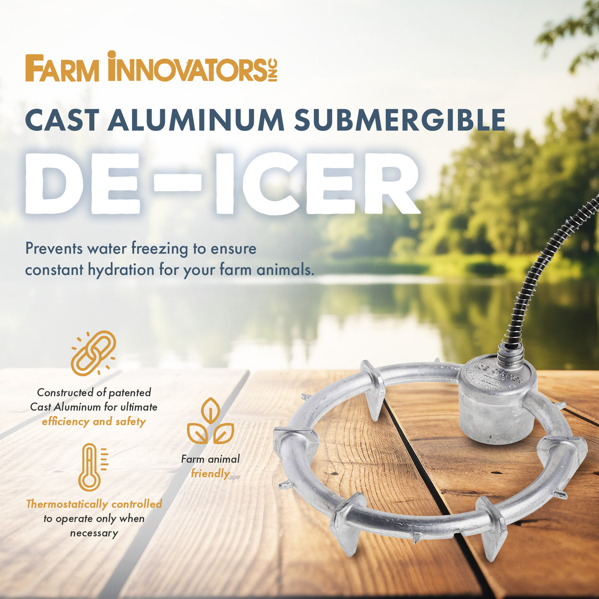 Farm Innovators H-409 Ice Chaser 1000 Watt Cast Aluminum Floating Tank(Open Box) - VMInnovations