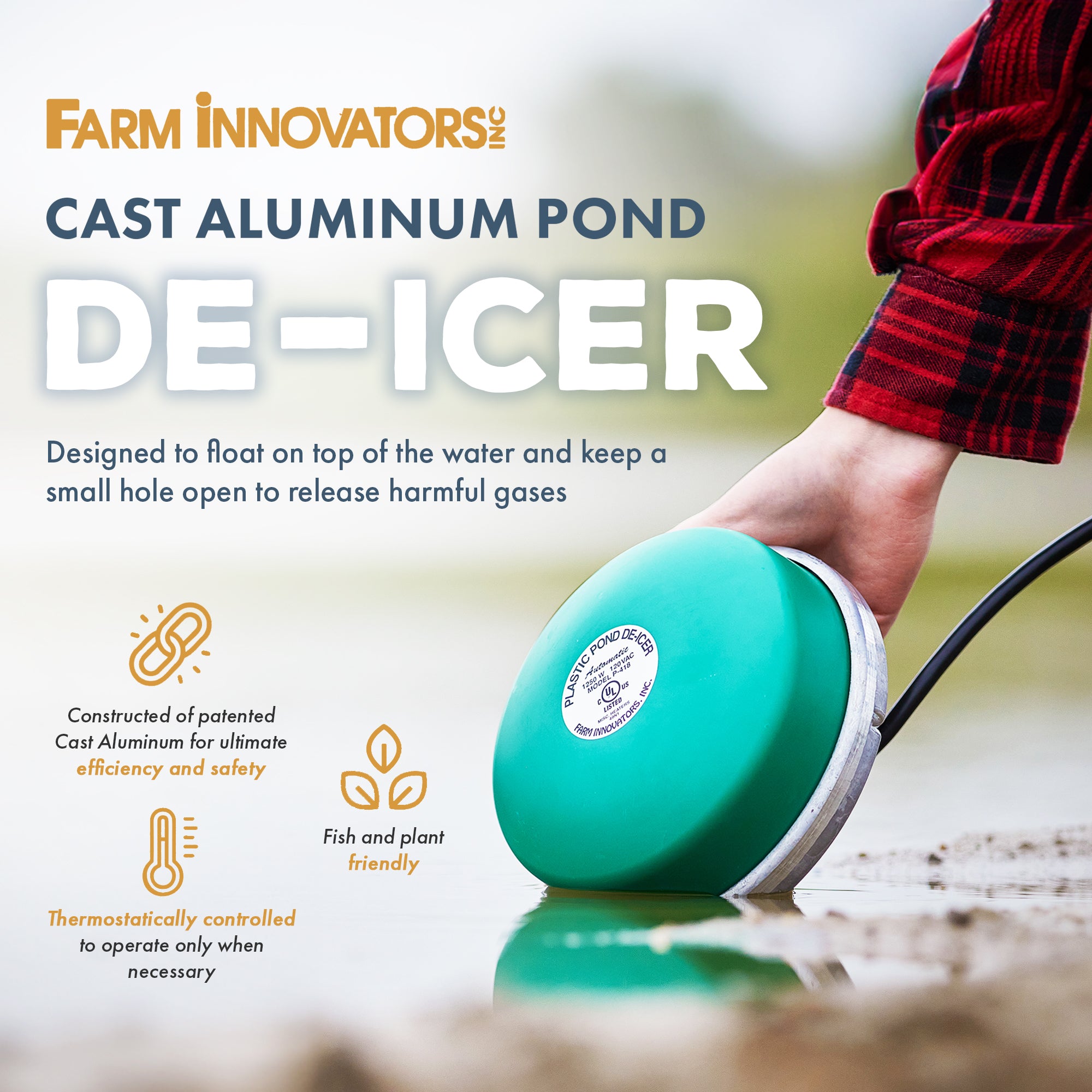 Farm Innovators Cast Aluminum 1250 Watt All Pond Floating De-Icer Heater (Used) - VMInnovations