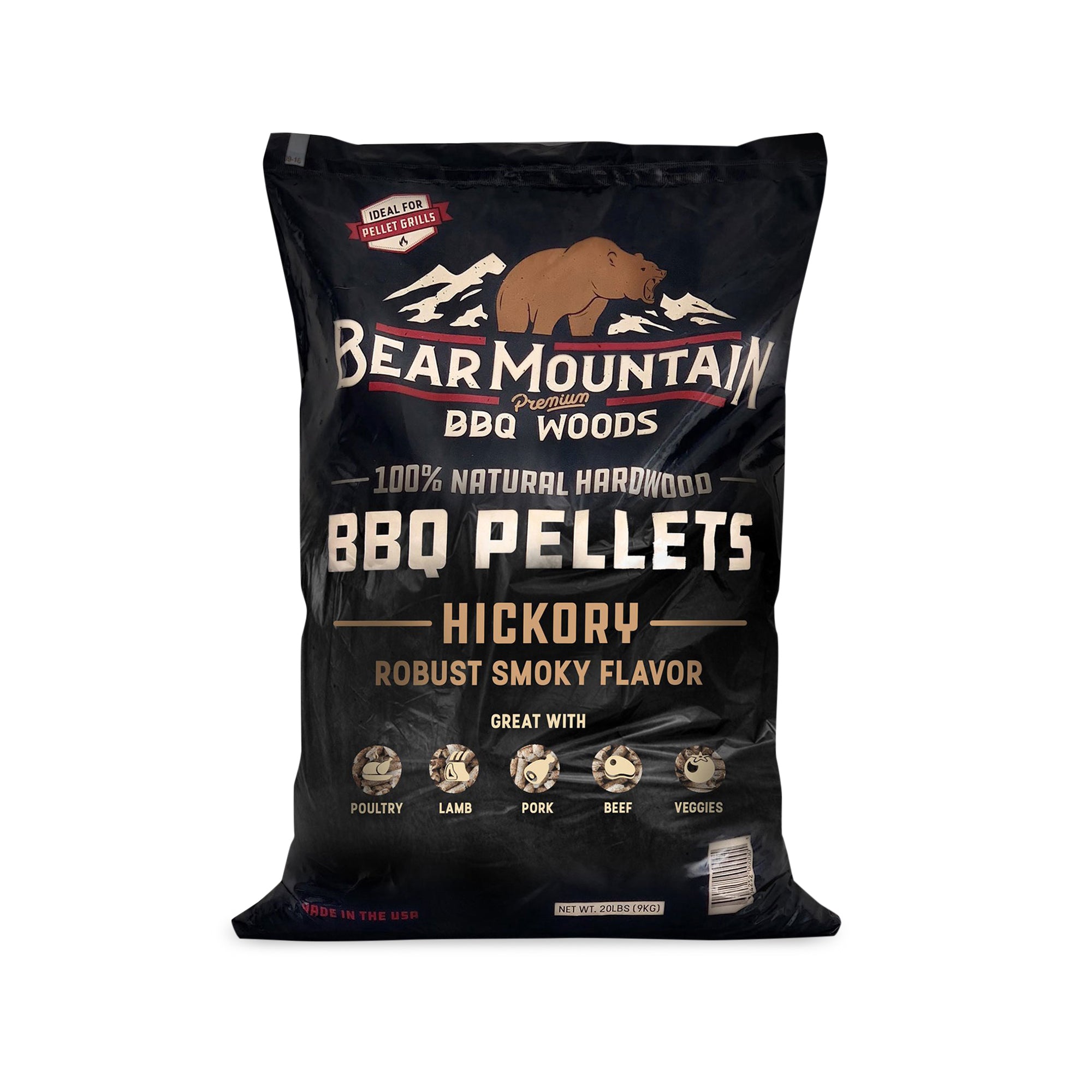 Bear Mountain BBQ All-Natural Hardwood Hickory Smoker Pellets, 40 Lb (2 Pack) - VMInnovations