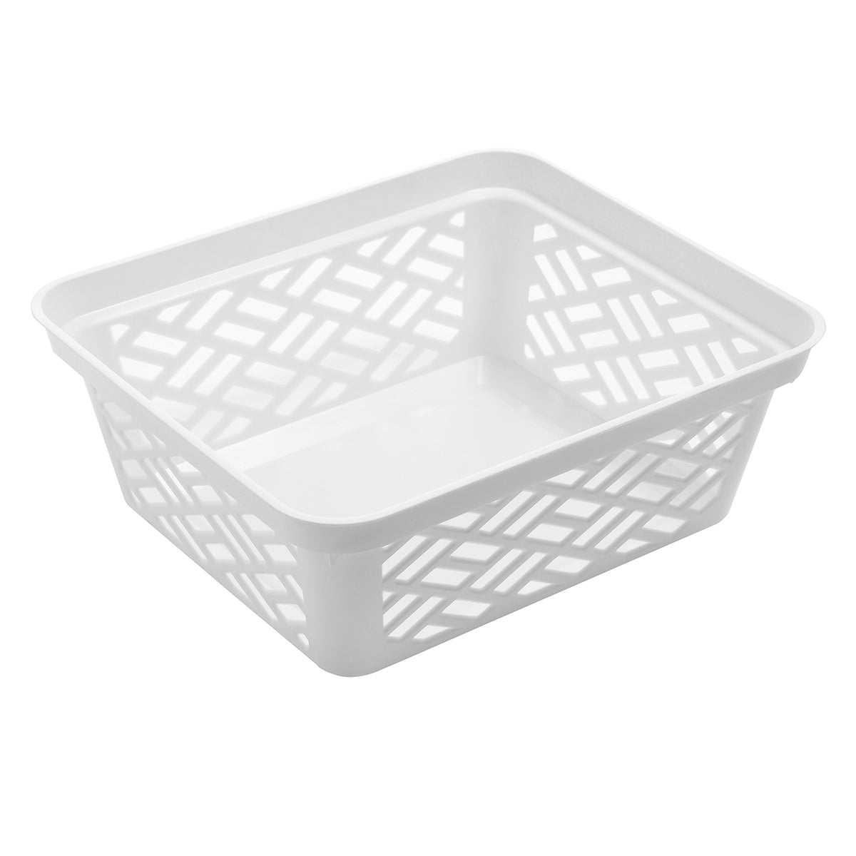 Ezy 32134 Medium Brickor Plastic Storage Household Organization Basket, White