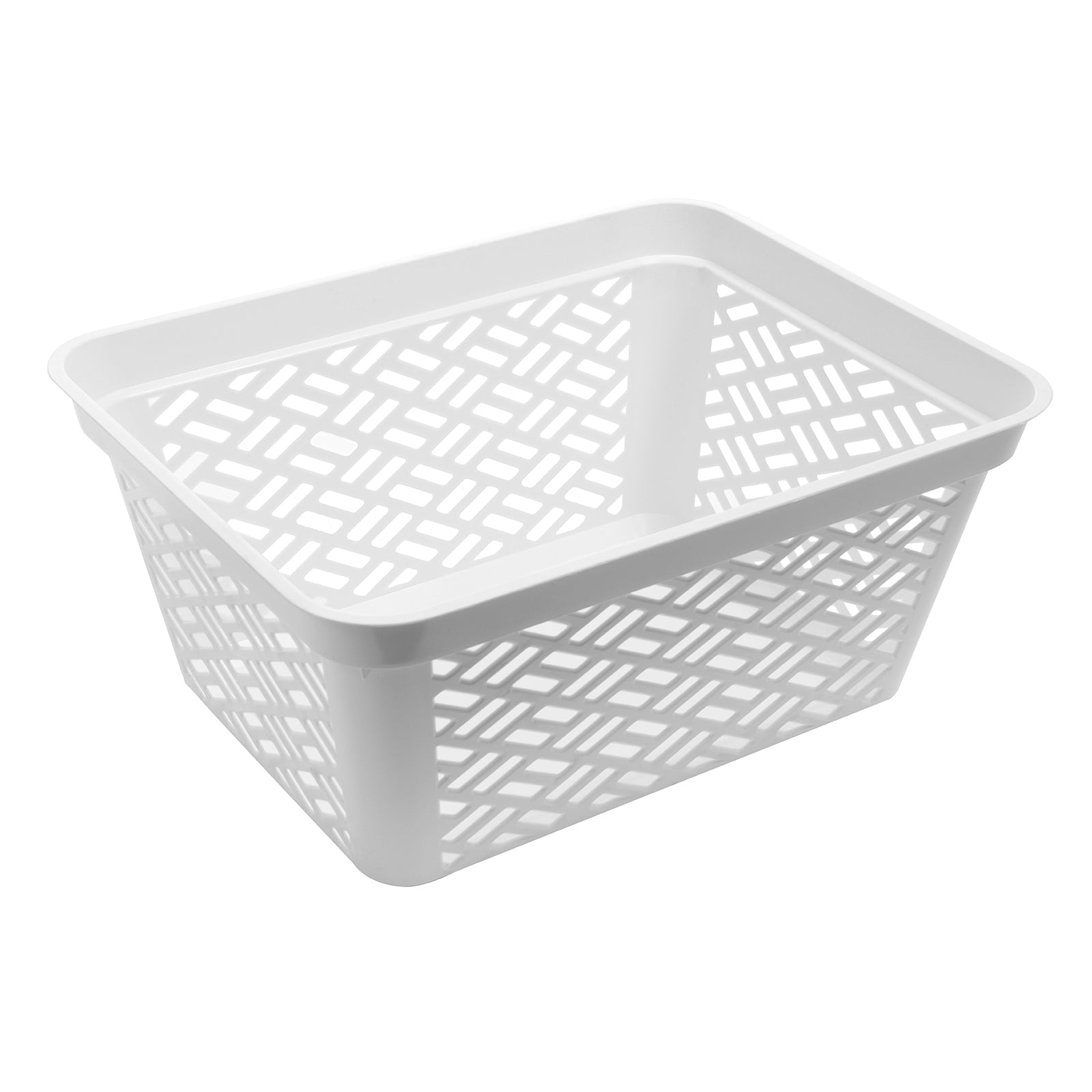 Ezy Storage Large Decorative Plastic Brickor Shelf Pantry Basket Bin, White