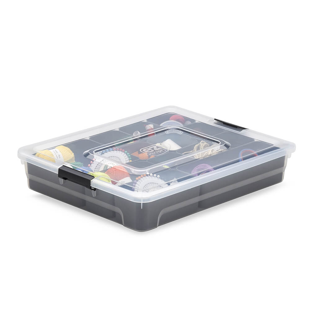 Ezy Storage 5 Qt Sort It Storage Organizer Container Box w/ 13 Cup Insert Tray