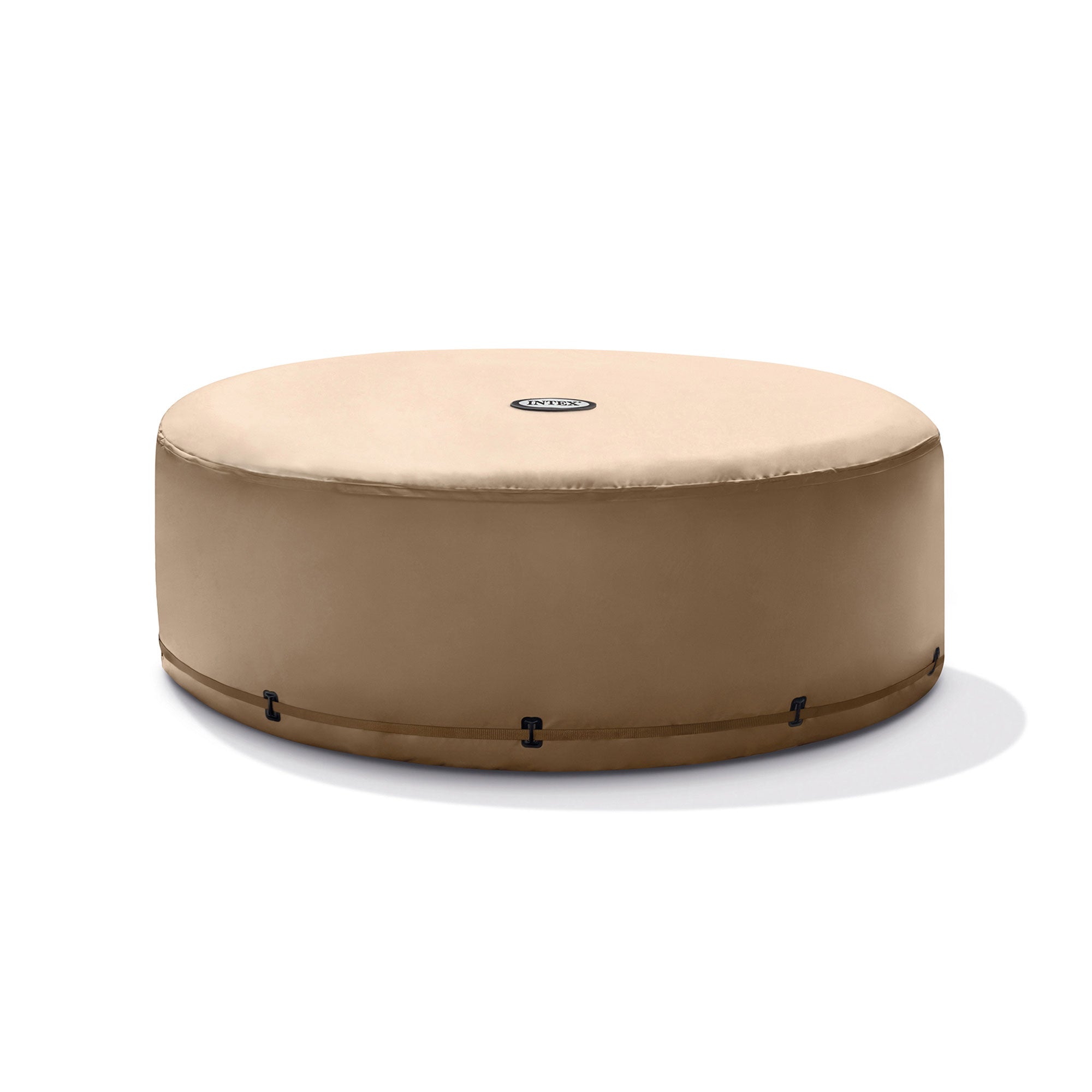 Intex PureSpa 4-Person Tan Inflatable Bubble Jet Spa Portable Hot Tub with Cover