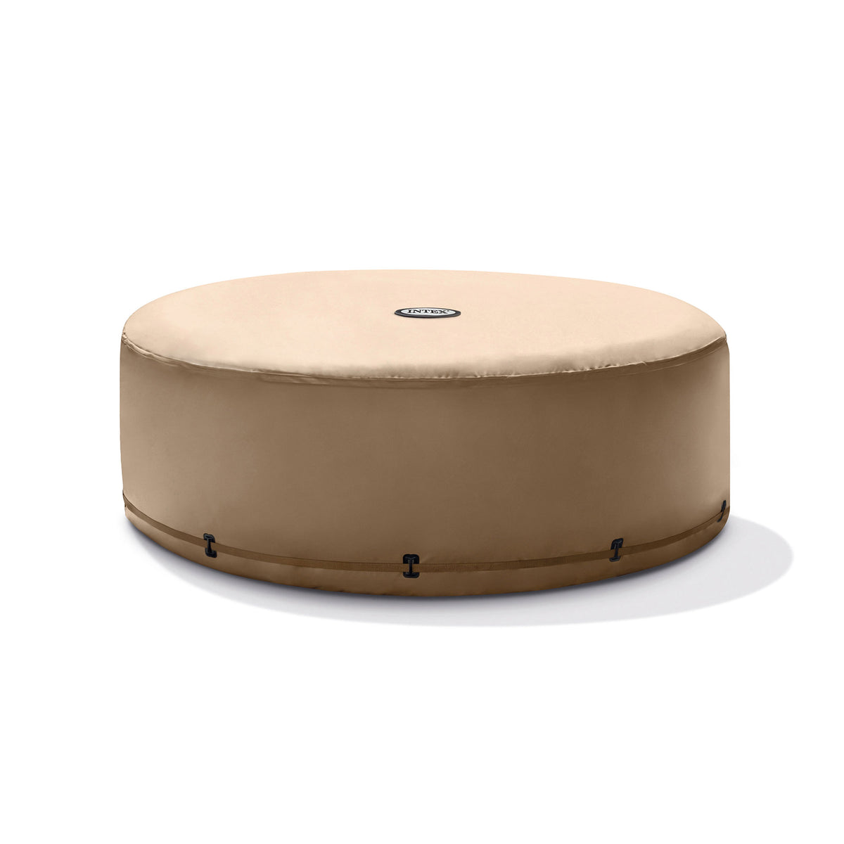 Intex PureSpa 4-Person Tan Inflatable Bubble Jet Spa Portable Hot Tub with Cover