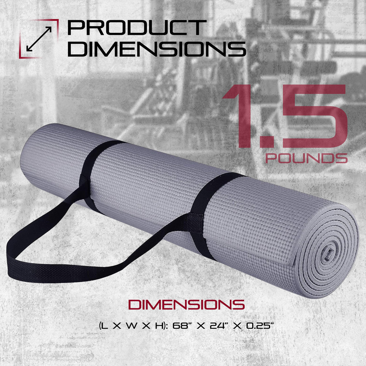 Signature All Purpose High Density No Tear Exercise Mat w/Strap, Gray (Used) - VMInnovations