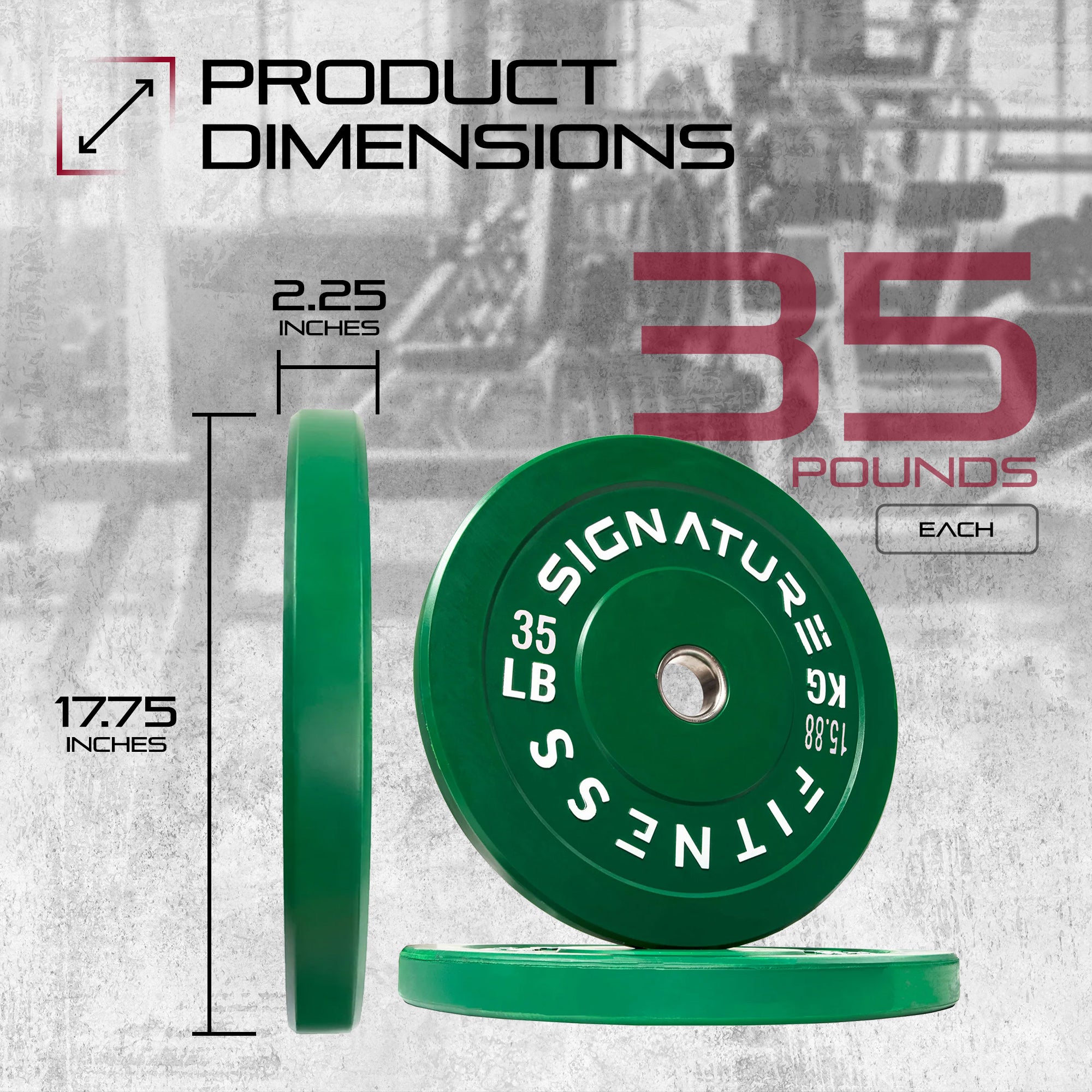 Signature Fitness 35lb Color Coded OlympicPlate Weight Plate, Pair (Open Box) - VMInnovations