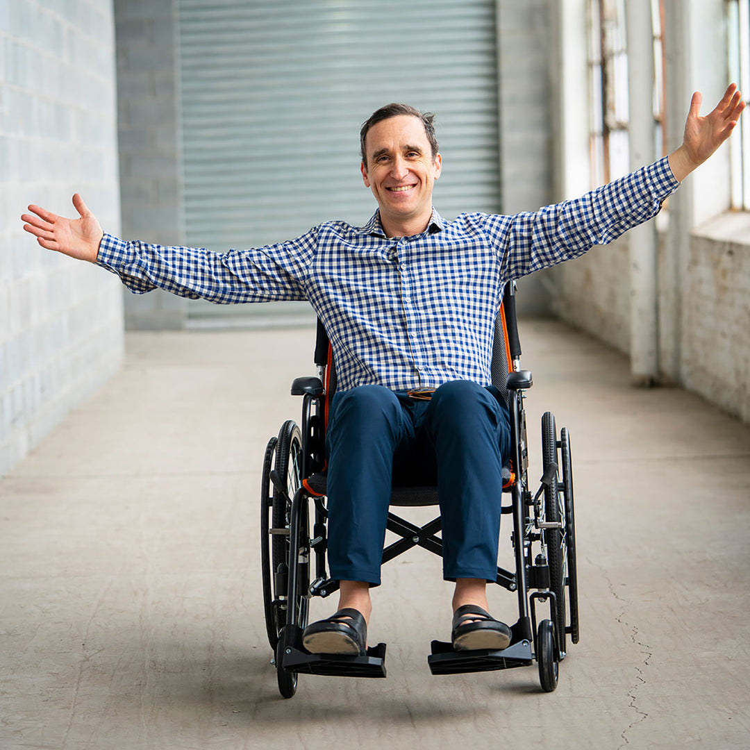 Feather Chair Featherweight Ultra Light 13.5 Pound Foldable Wheelchair, Black - VMInnovations