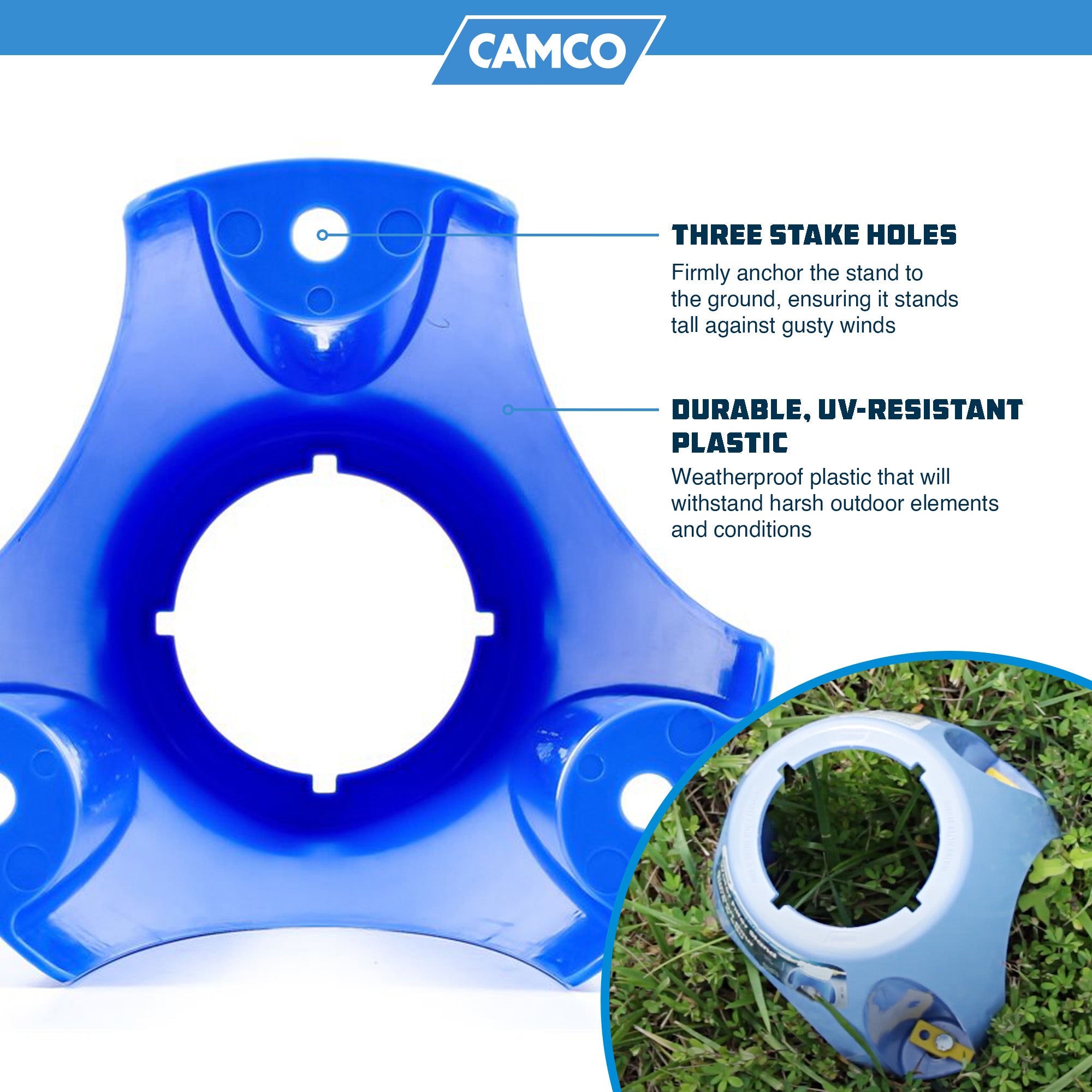 Camco Universal Fit Weatherproof Water Filter Stand with Stake Holes (Open Box)