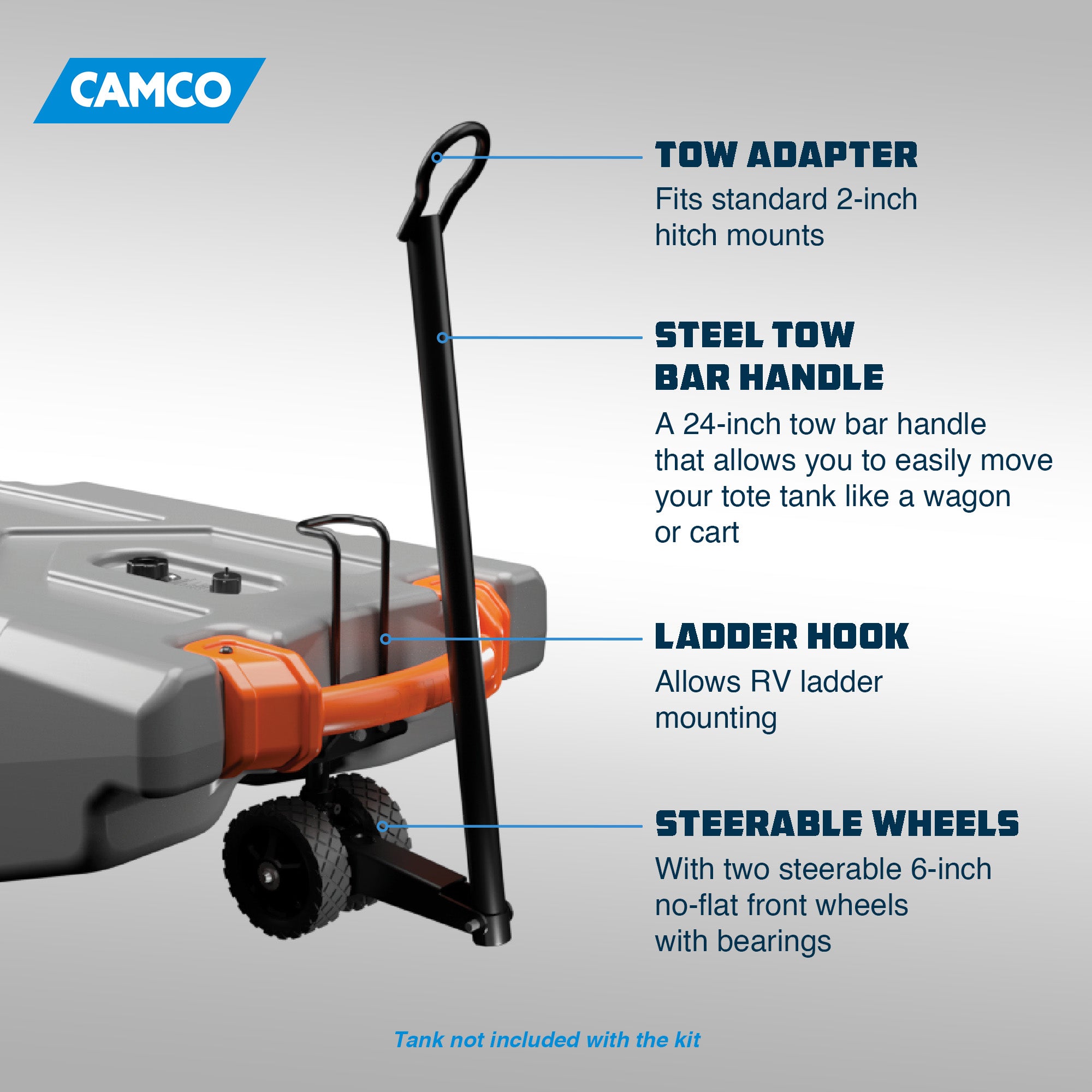 Camco Steerable Kit for 28&36 Gal Rhino Tote Tank w/Tow Bar Handle (Open Box) - VMInnovations