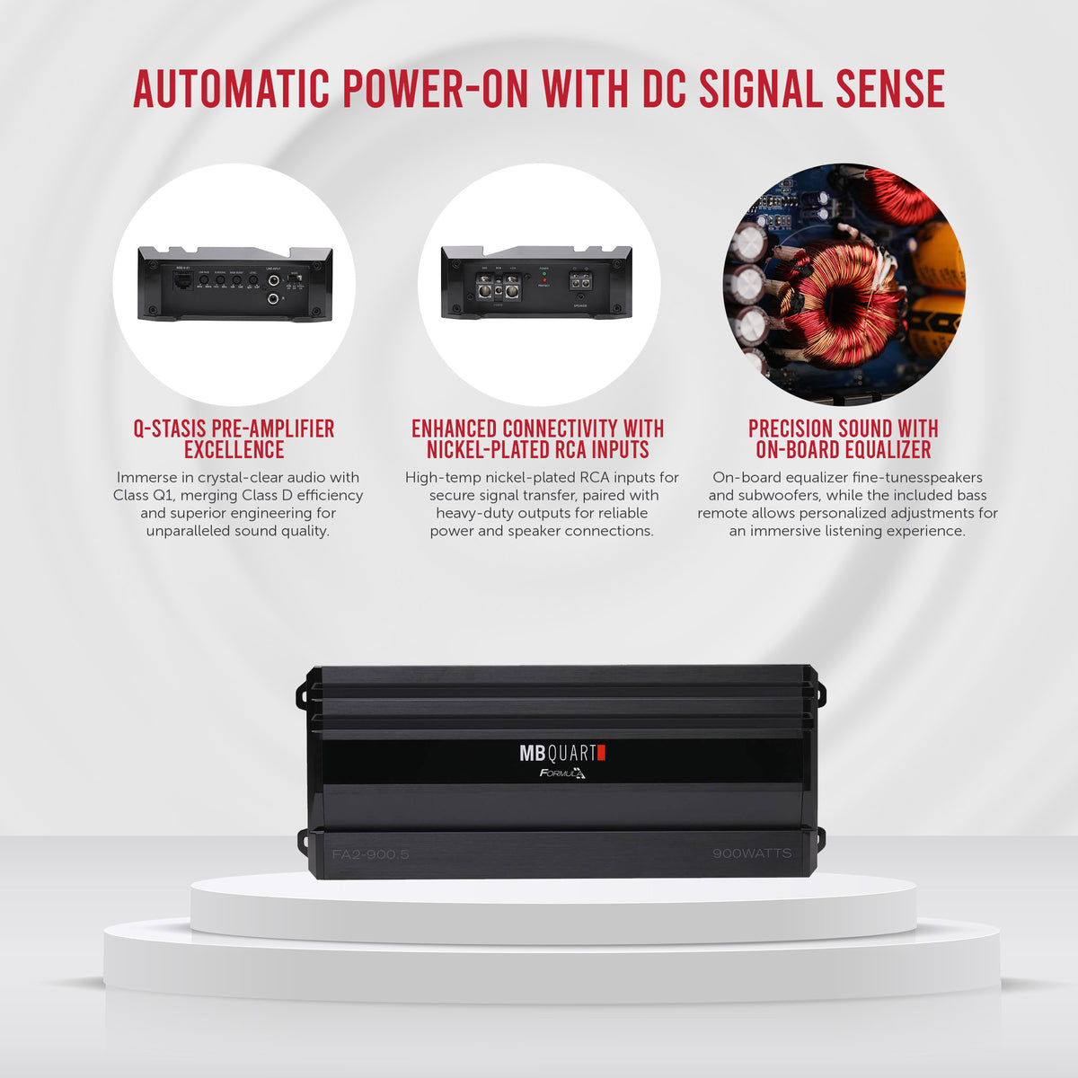 MB Quart Formula 900 Watt 5 Channel Car Audio Mobile Amplifier, FA2-900.5, Black