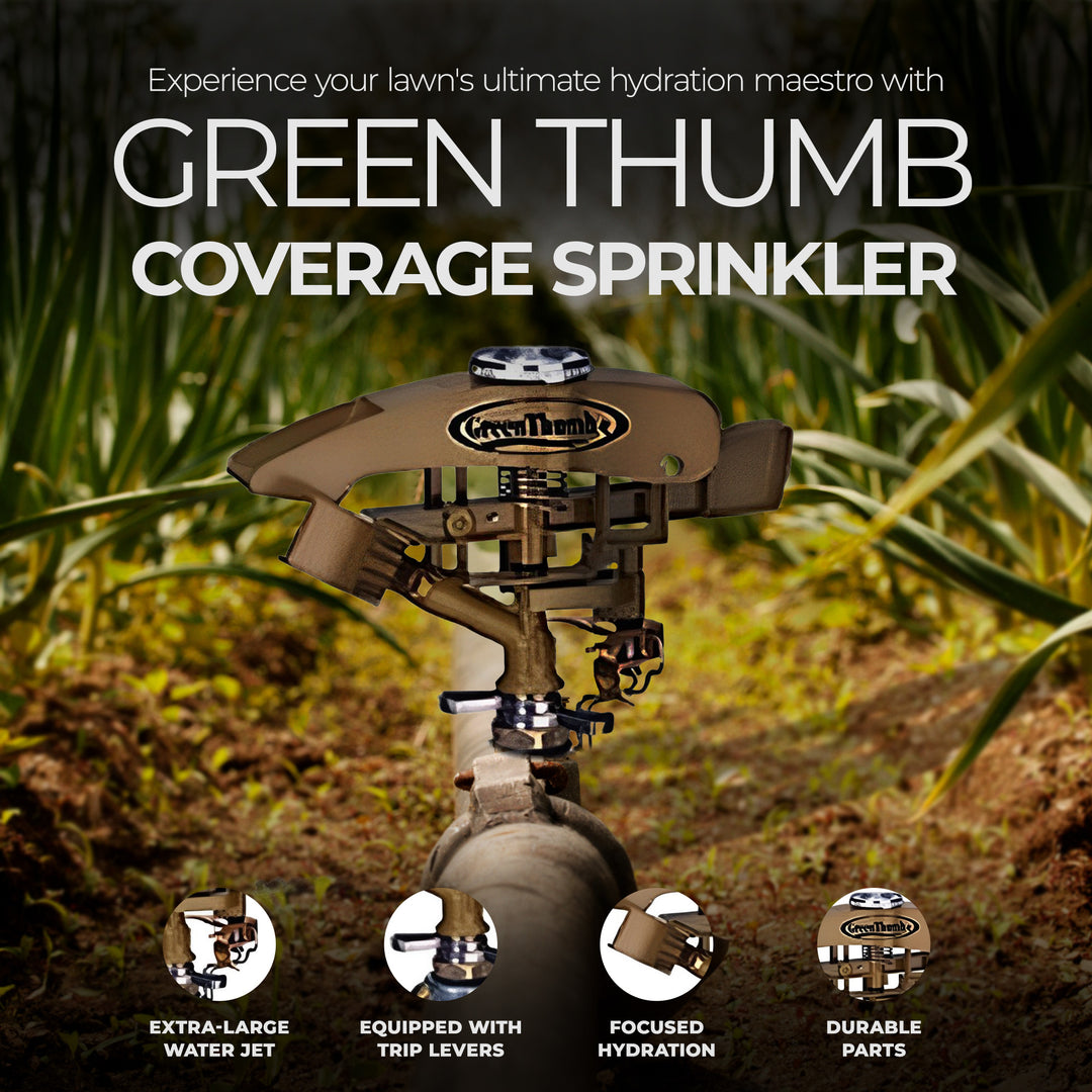 Green Thumb 8,500 Square Feet 106 Ft Diameter Coverage Solid Metal Sprinkler - VMInnovations