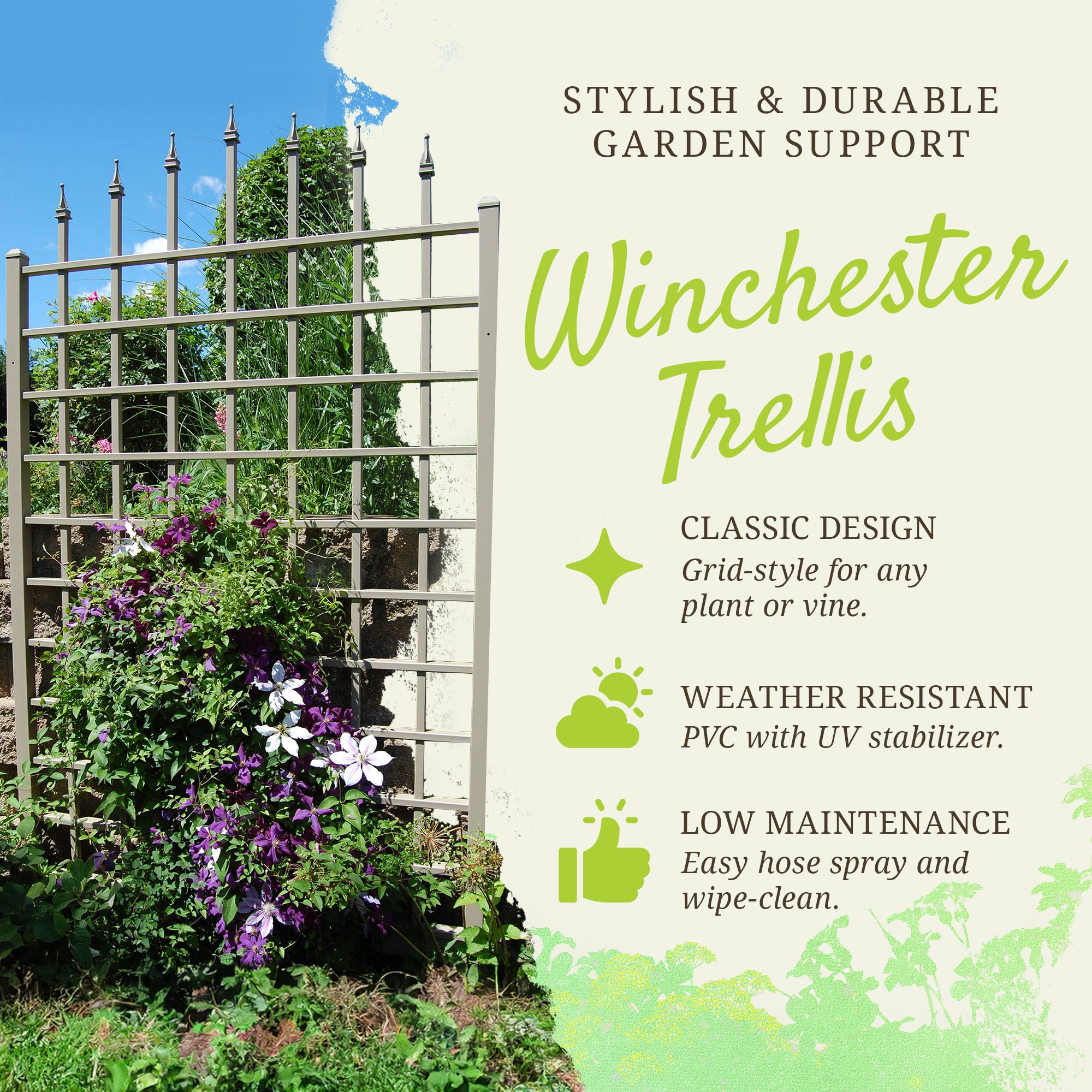Dura-Trel Winchester 57"x95" PVC Vinyl Outdoor Garden Patio Trellis, Mocha(Used) - VMInnovations