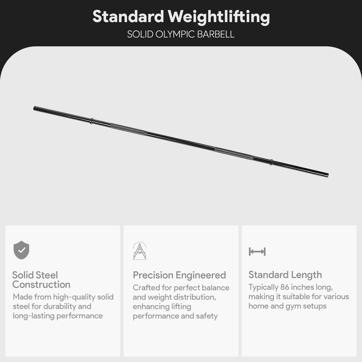 BalanceFrom Standard Weightlifting Solid Olympic Barbell, 1", 5' (Open Box)