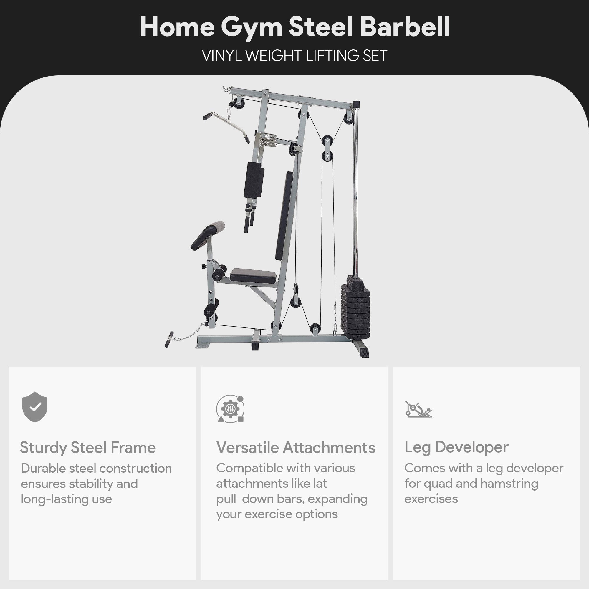 Everyday Essentials Home Gym Exercise Equipment Bench Strength Workout Station - VMInnovations