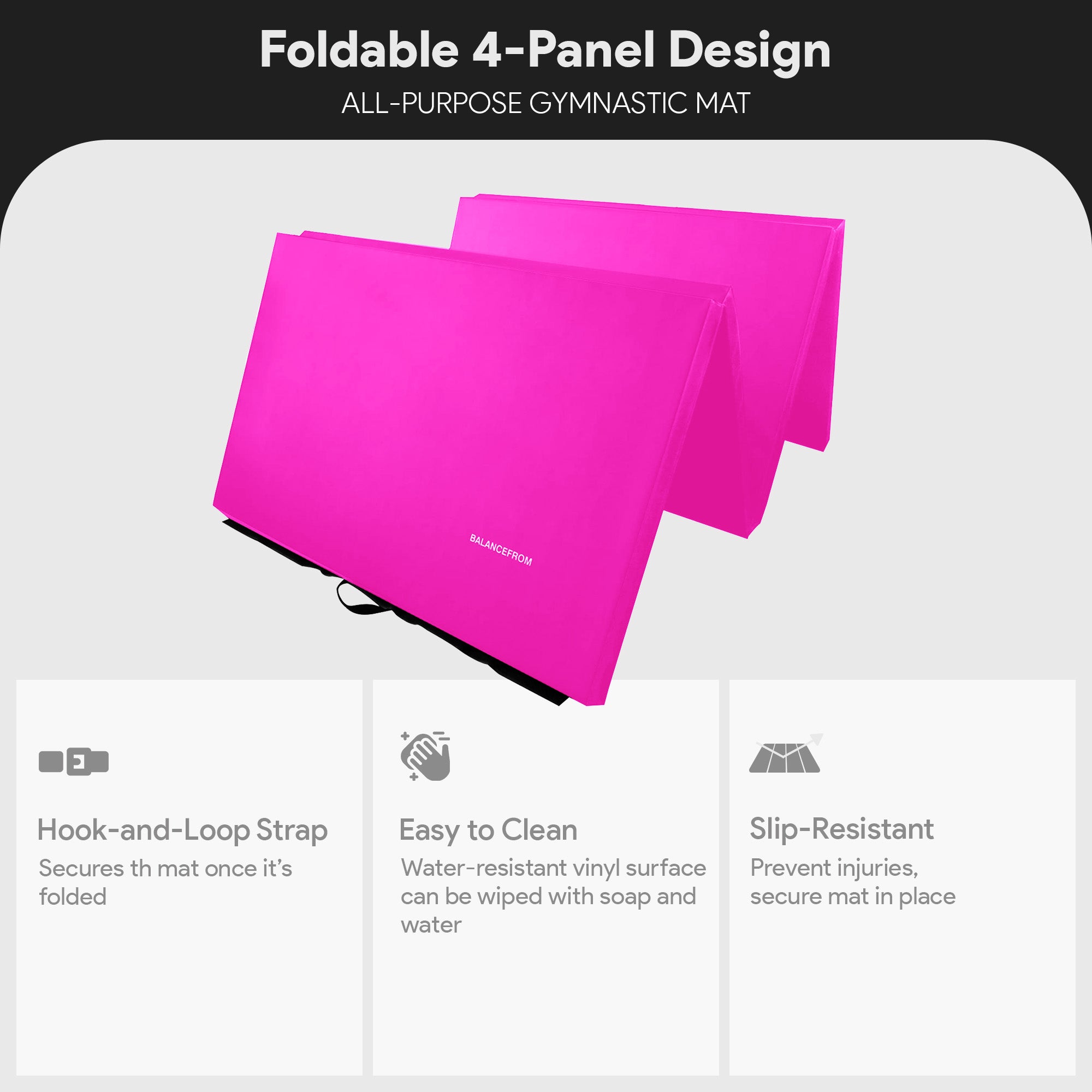 BalanceFrom 4' x 8' x 2" All Purpose Fitness Gymnastics Gym Mat, Pink (Used) - VMInnovations