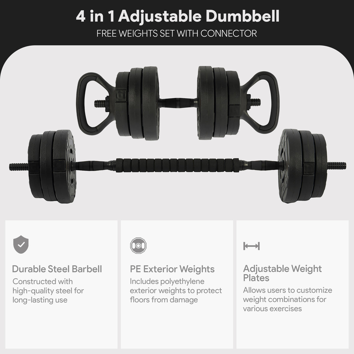 Fitvids Adjustable Dumbbell Set, 60lbs Free Weights Set with Connector (Used)