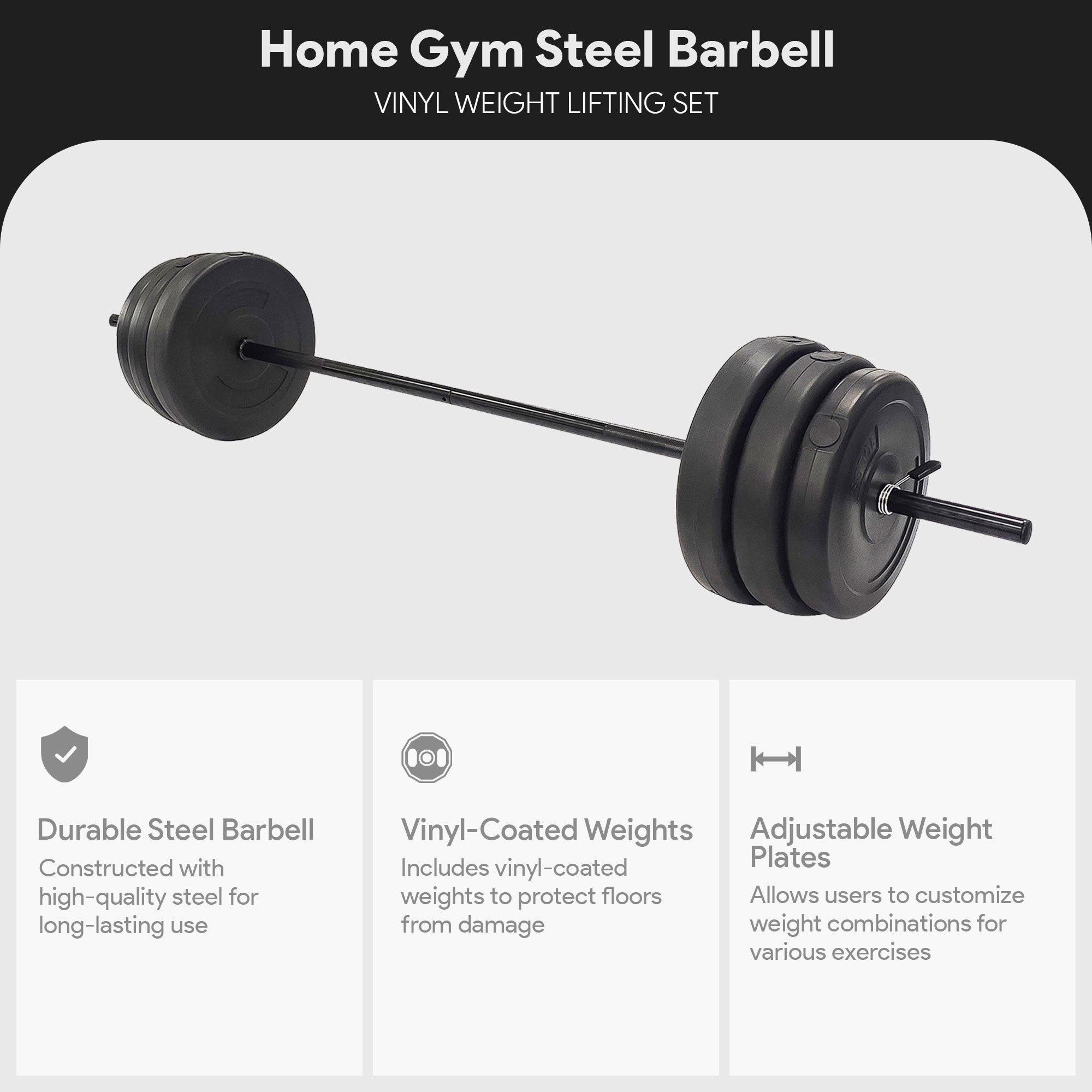 Everyday Essentials Home Gym Steel Barbell Weight Lifting Set, 100 Pounds (Used)