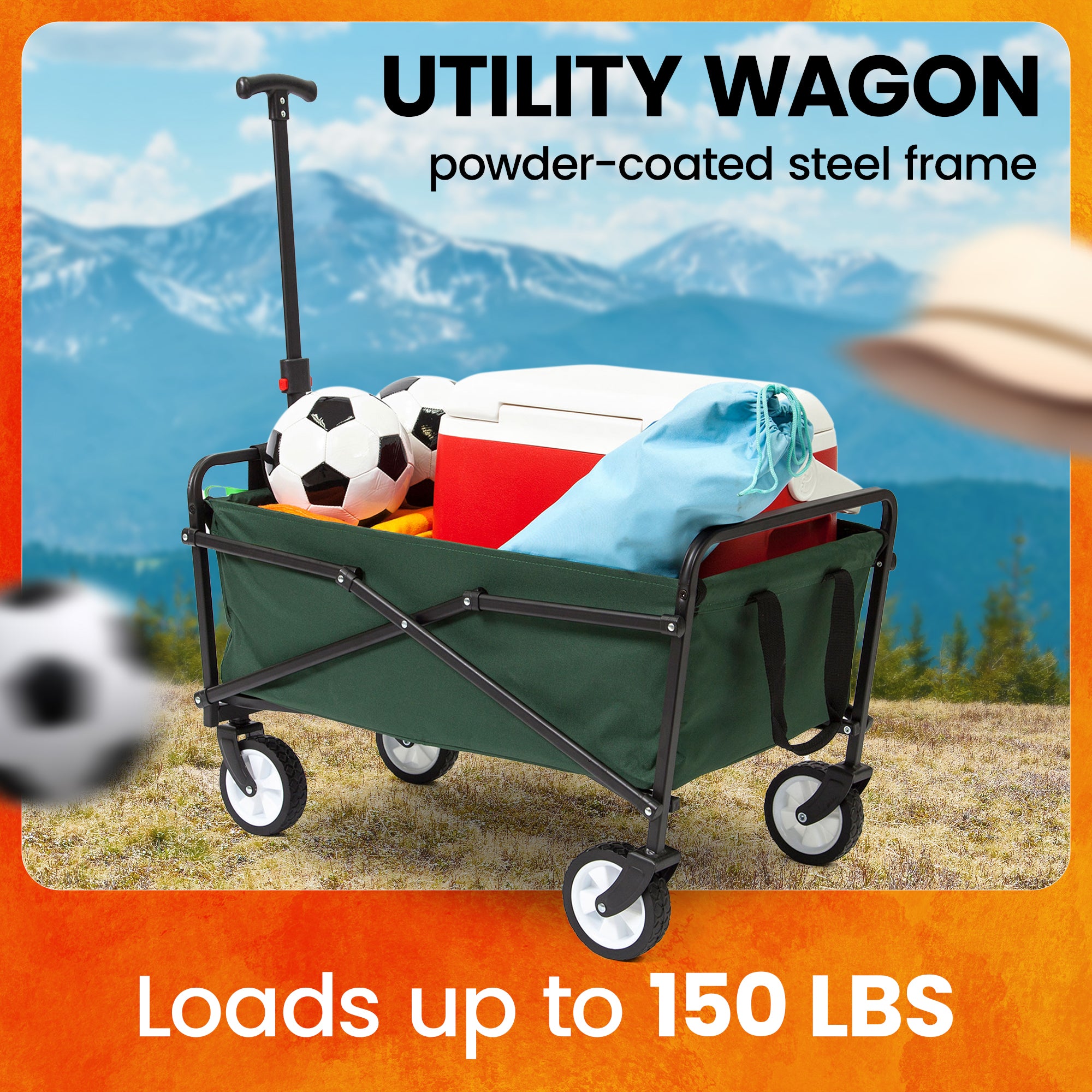Seina Heavy Duty Folding Outdoor Utility Cart w/150lbs Capacity (For Parts) - VMInnovations