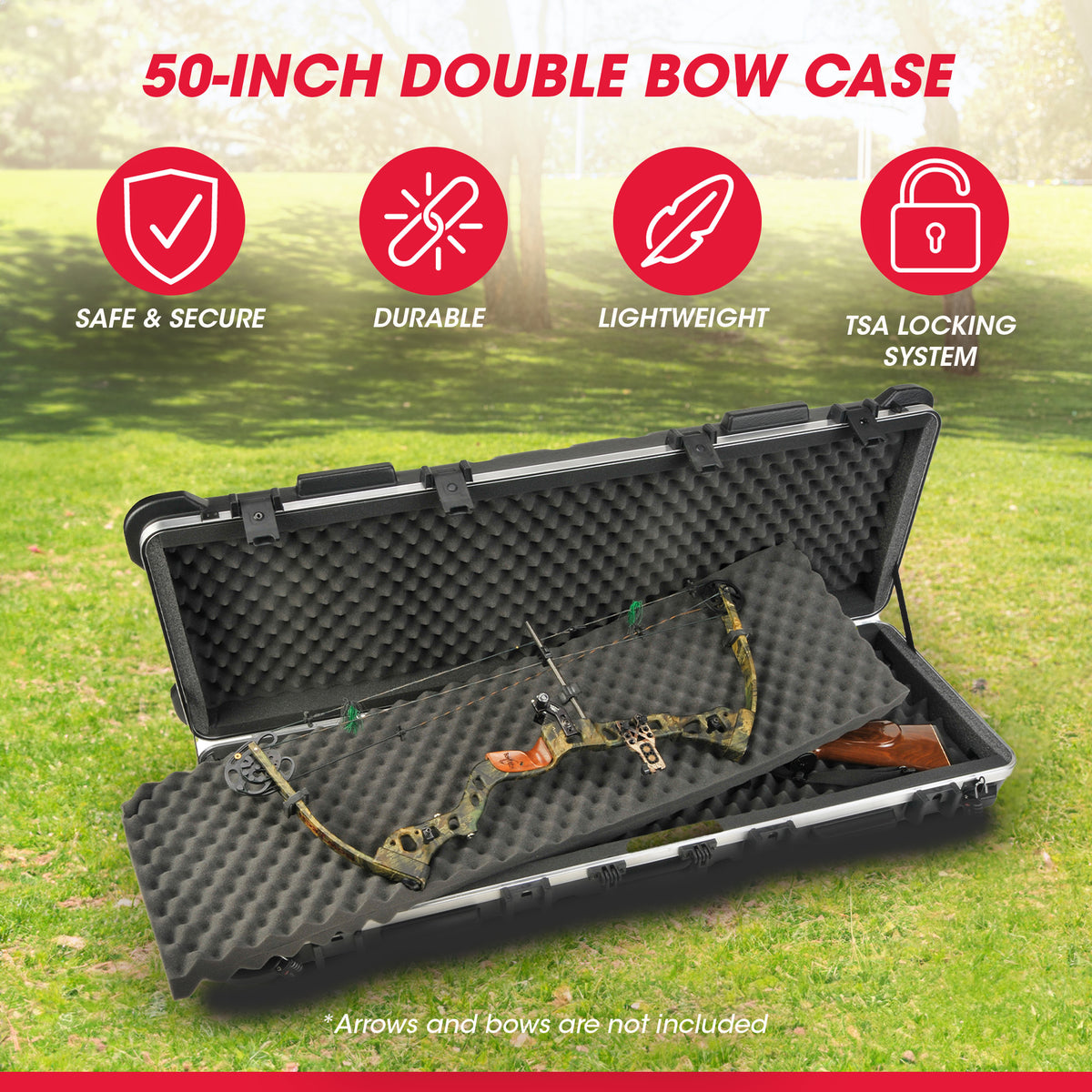 SKB Cases 2SKB-5014 Hard Exterior Waterproof ATA 50-Inch Double Bow Case, Black - VMInnovations