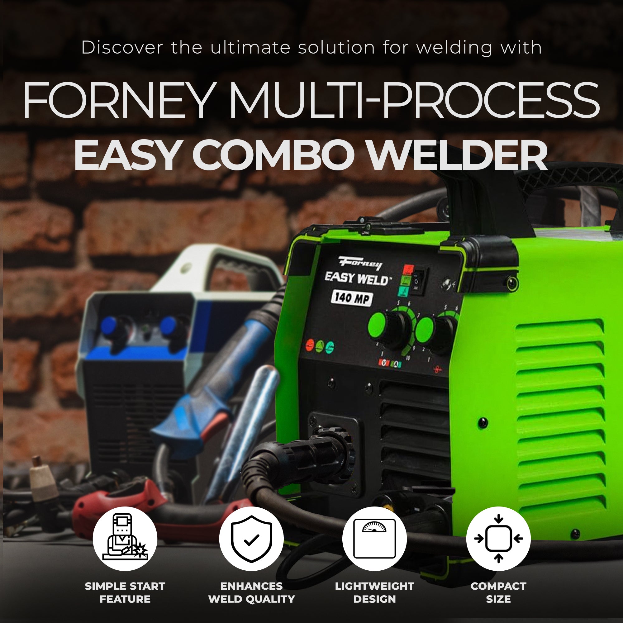 Forney Multi Process Easy Combo Weld 140 MP Welder for Residential Use, Green - VMInnovations