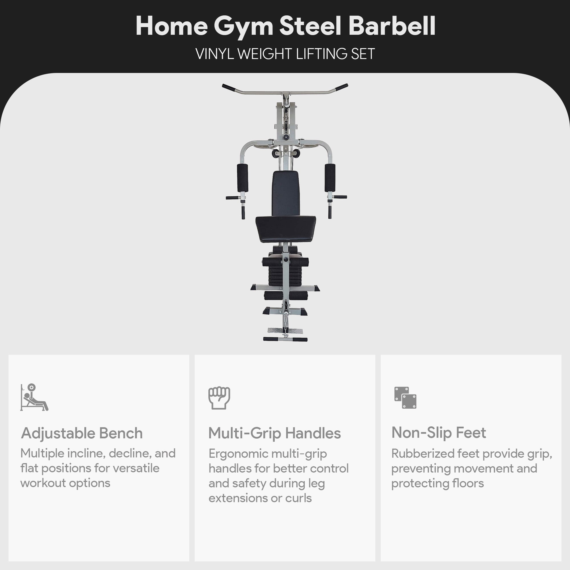 Everyday Essentials Home Gym Exercise Equipment Bench Strength Workout Station - VMInnovations