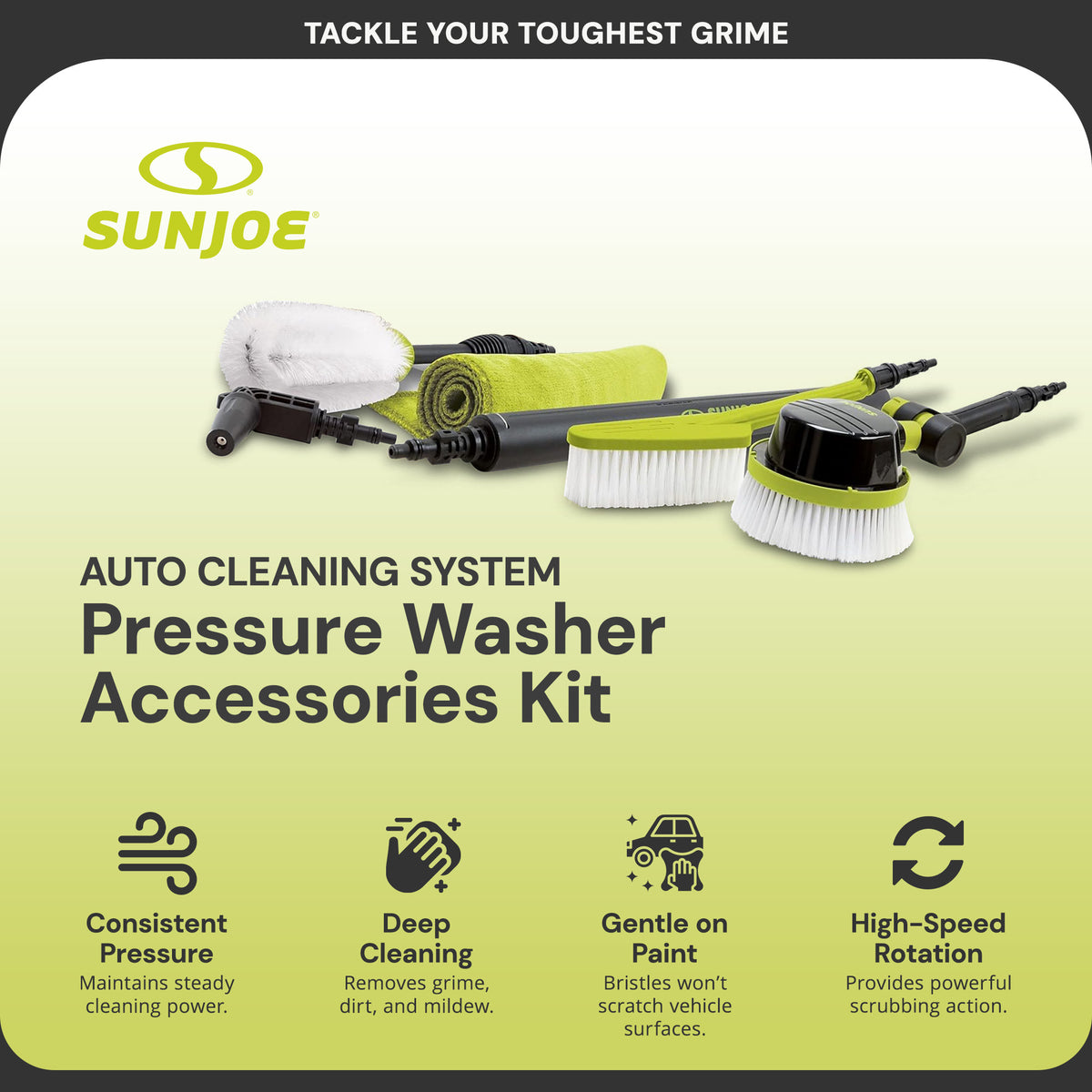 Sun Joe Auto Cleaning System, Pressure Washer Kit, Rotating Brush (Used)