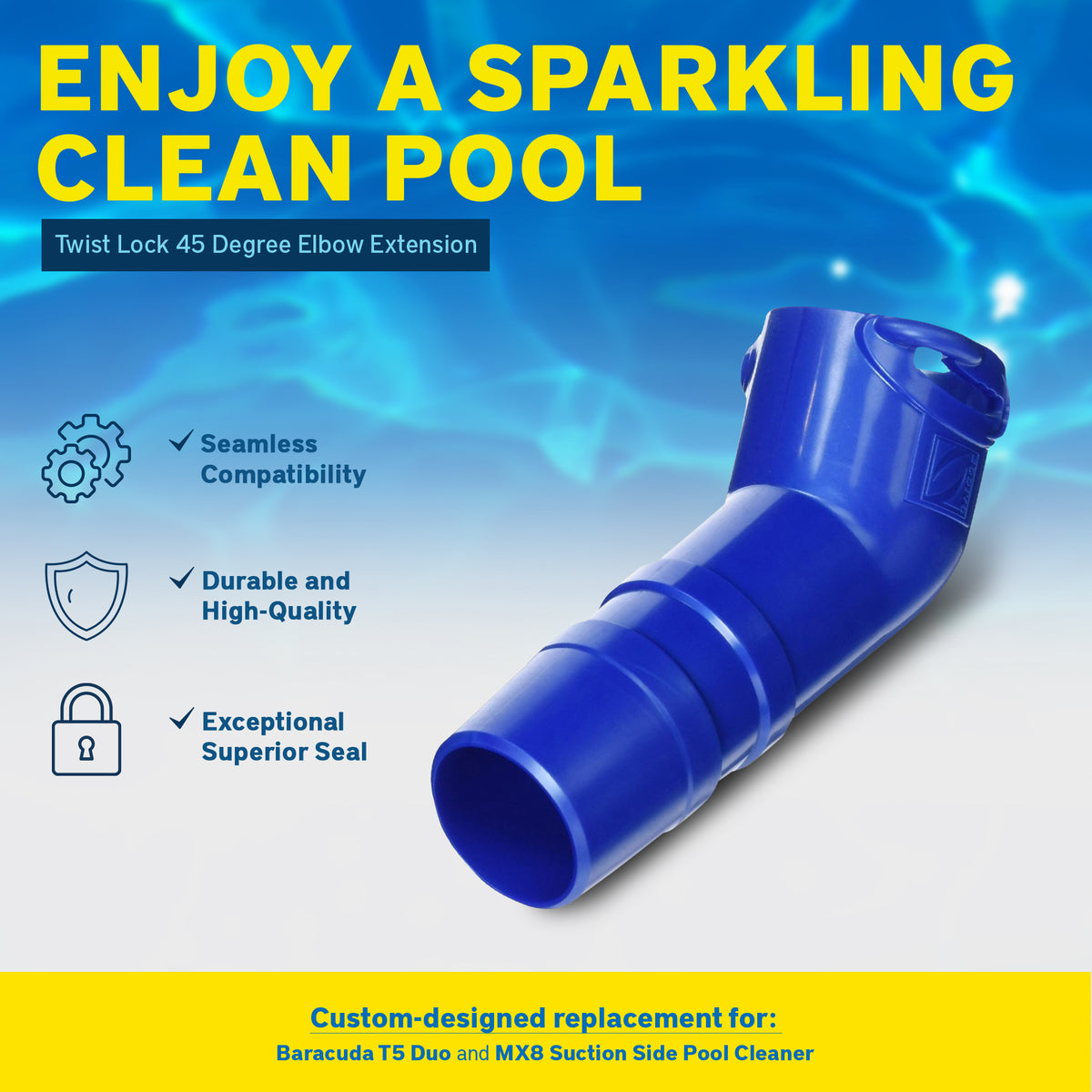 Zodiac Pool Systems Twist Lock 45 Degree Elbow Extension for Swimming Pool, Blue - VMInnovations