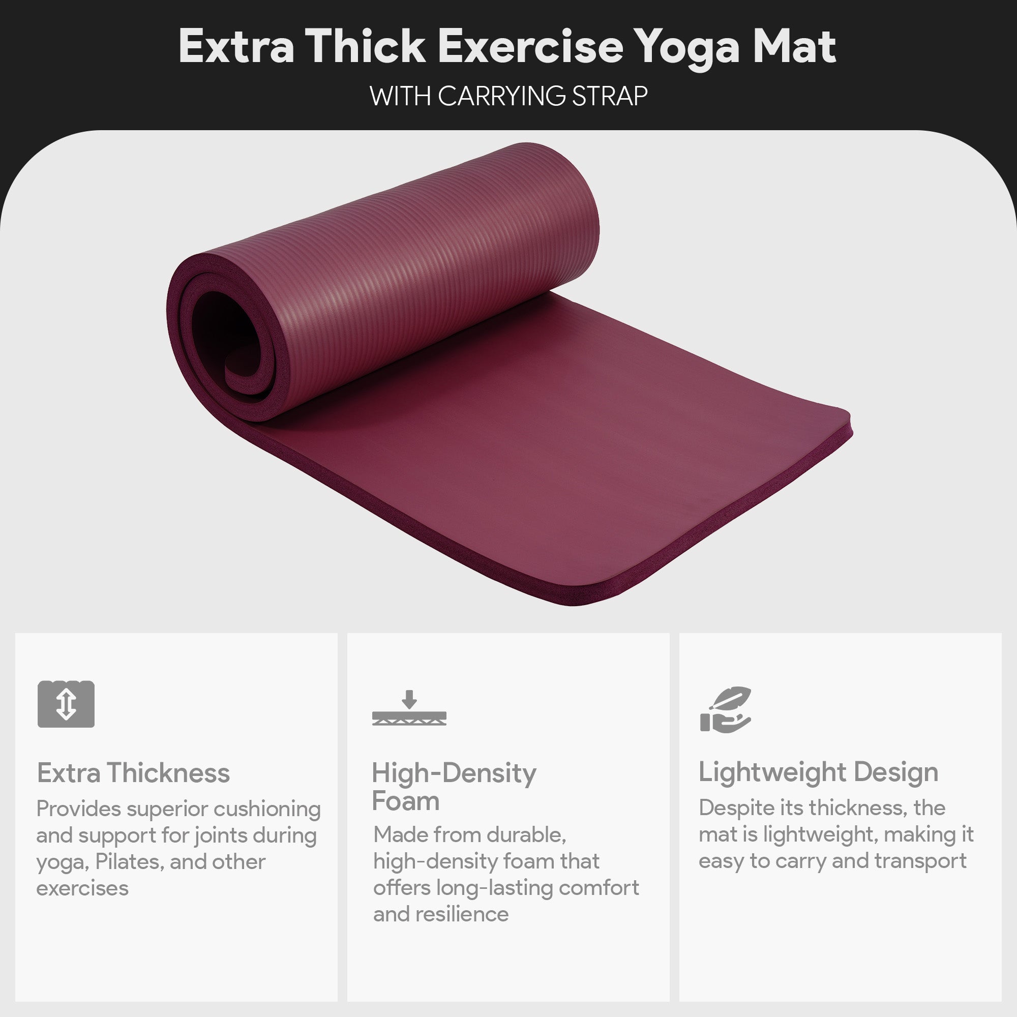 BalanceFrom Yoga Mat, 1" Extra Thick Exercise Pilates Workout Mat (Open Box)