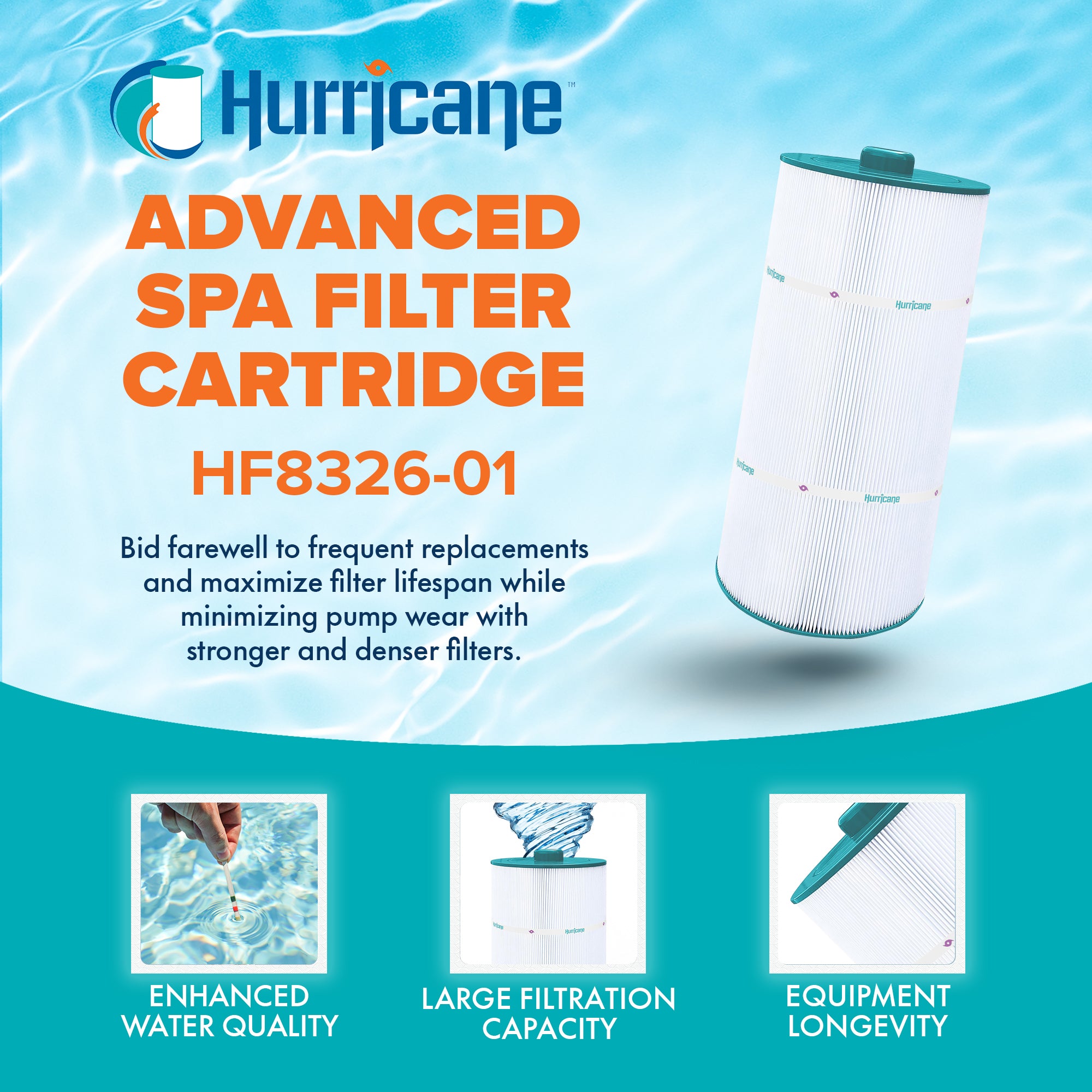 Hurricane HF8326 Advanced Spa Filter Cartridge for PSD125-2000 and Unicel C-8326