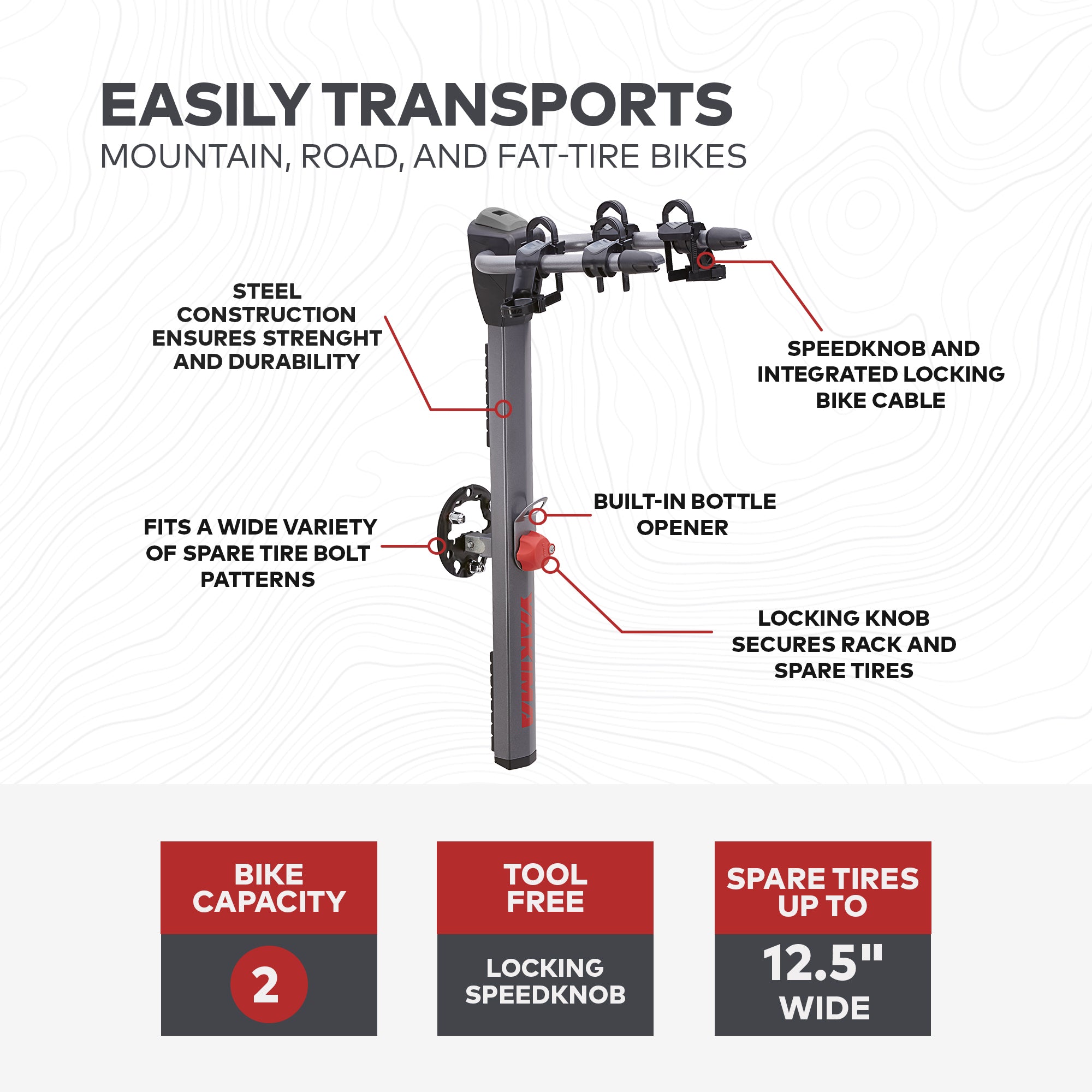 Yakima Vehicle Rear Spare Tire Mounted 2 Bike Bicycle Rack, Gray/Black (Used) - VMInnovations
