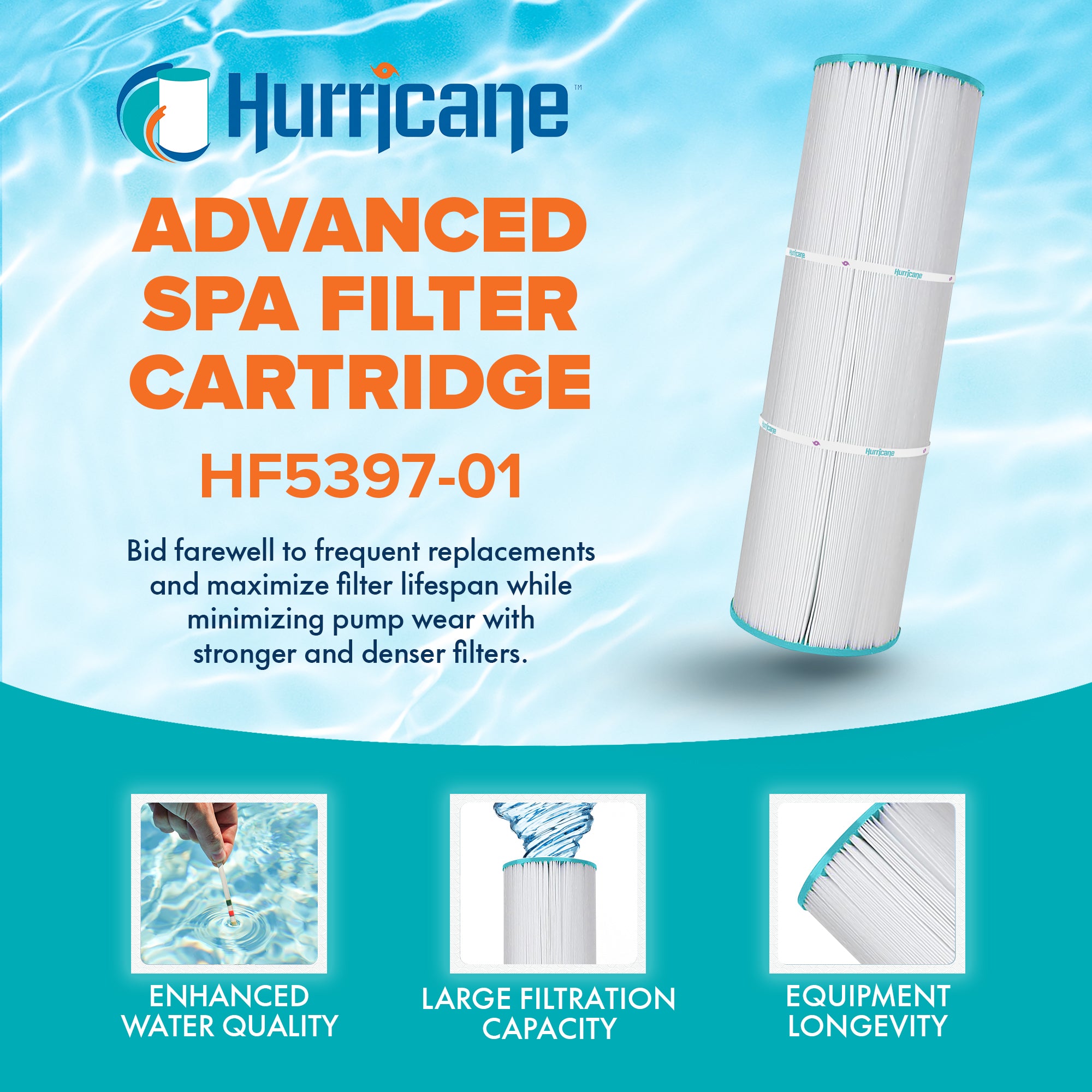 Hurricane HF5397-01 Spa Filter Cartridge for PLB-S-100 and Unicel C-5397, White