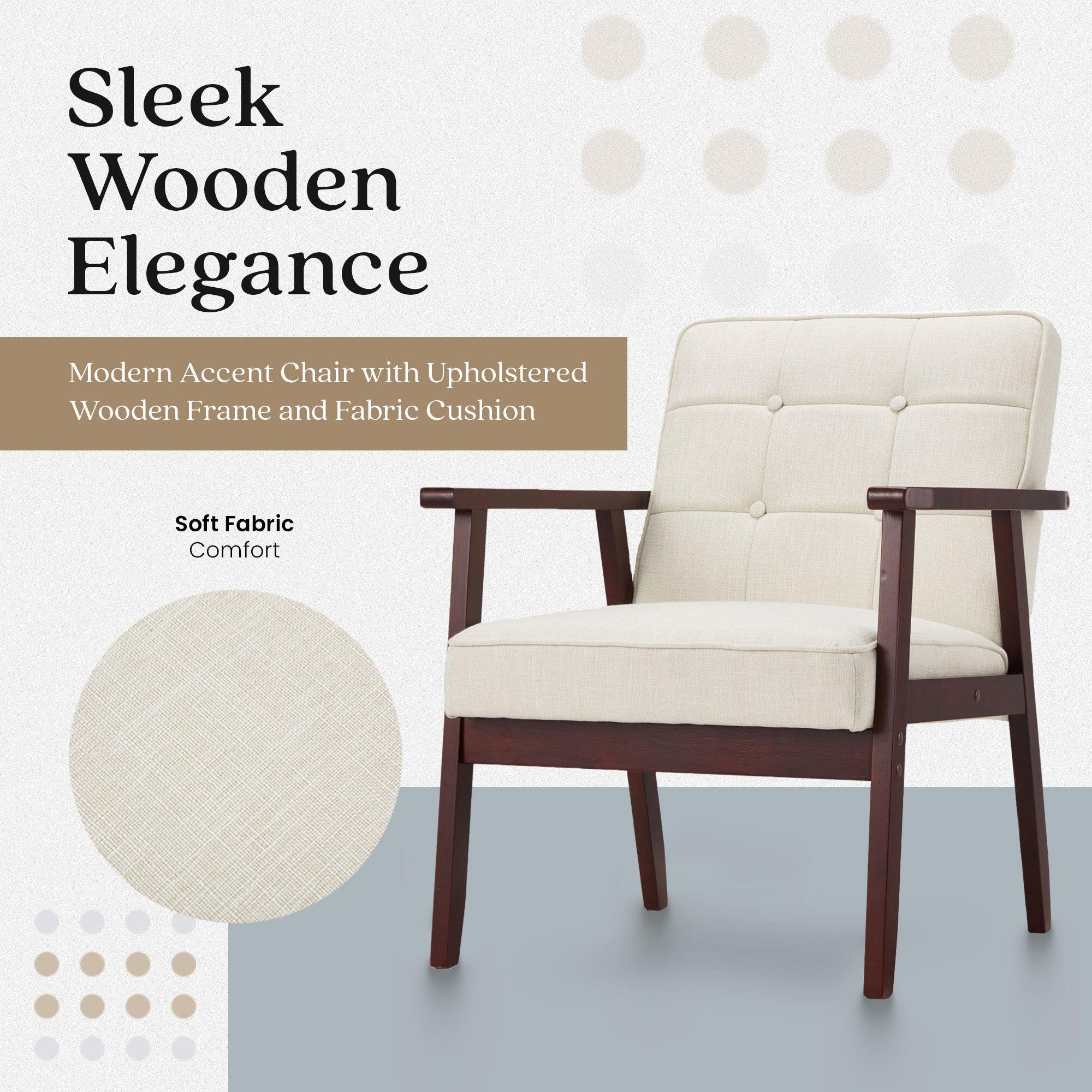 JOMEED Accent Chair w/Upholstered Wooden Frame and Fabric Cushion (Open Box) - VMInnovations