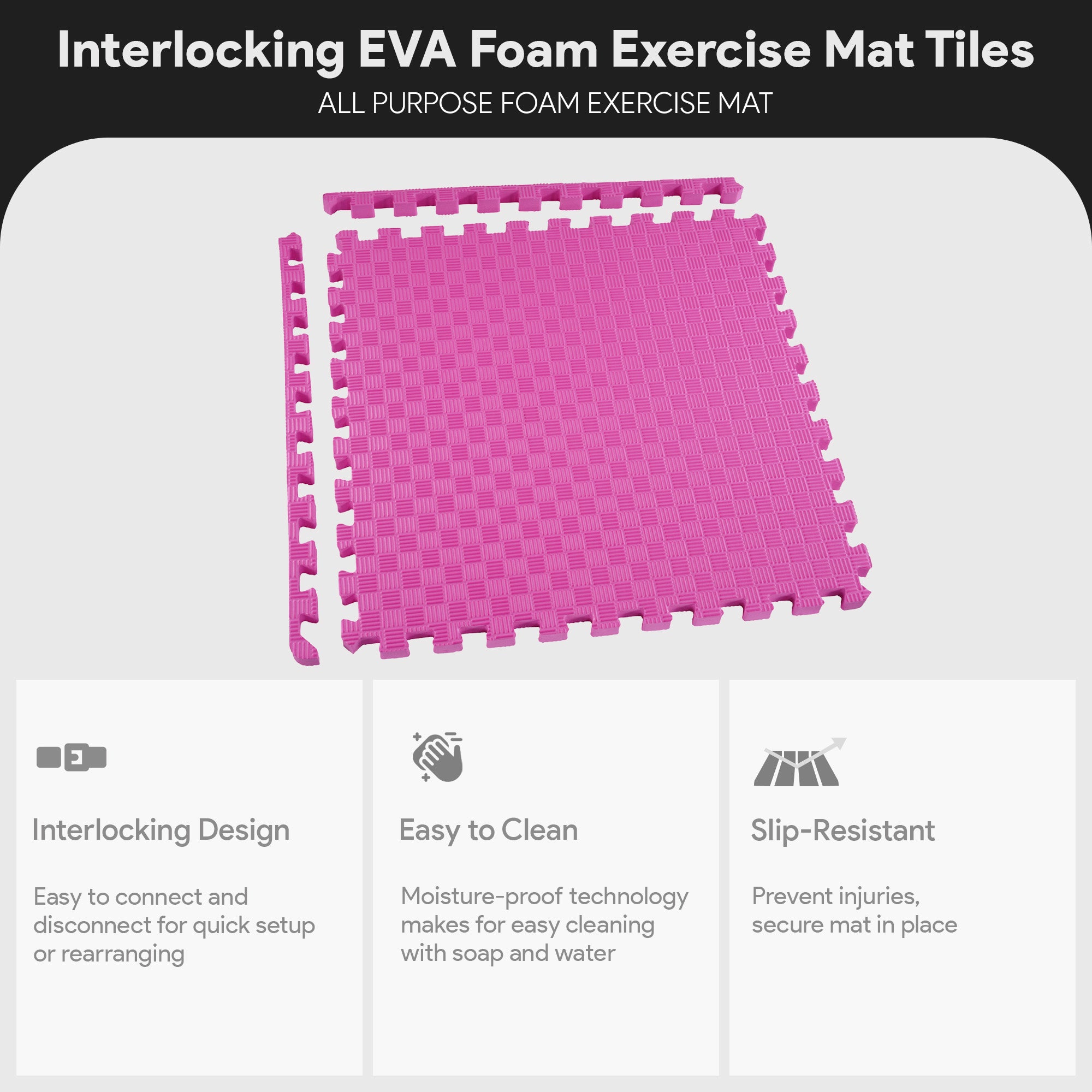 BalanceFrom Fitness 24 Sq Ft Interlocking EVA Foam Exercise Mat Tiles, Multi - VMInnovations
