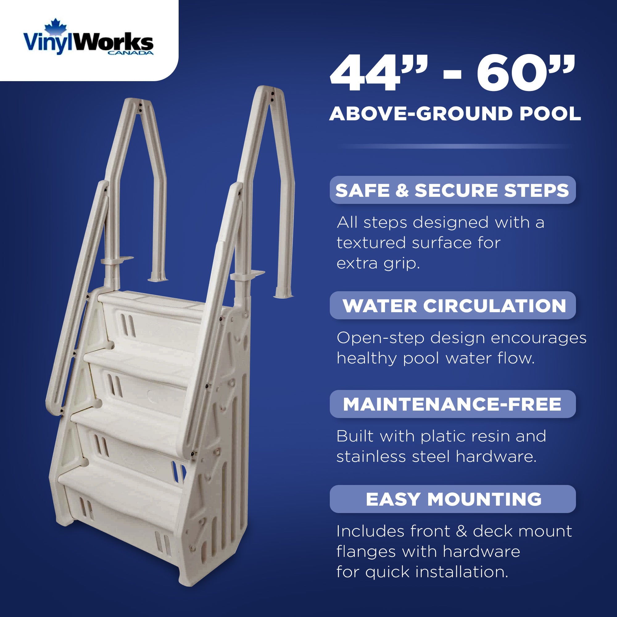 Vinyl Works IN Deluxe 32 Inch Adjustable Step Above Ground Pool Ladder (Used) - VMInnovations