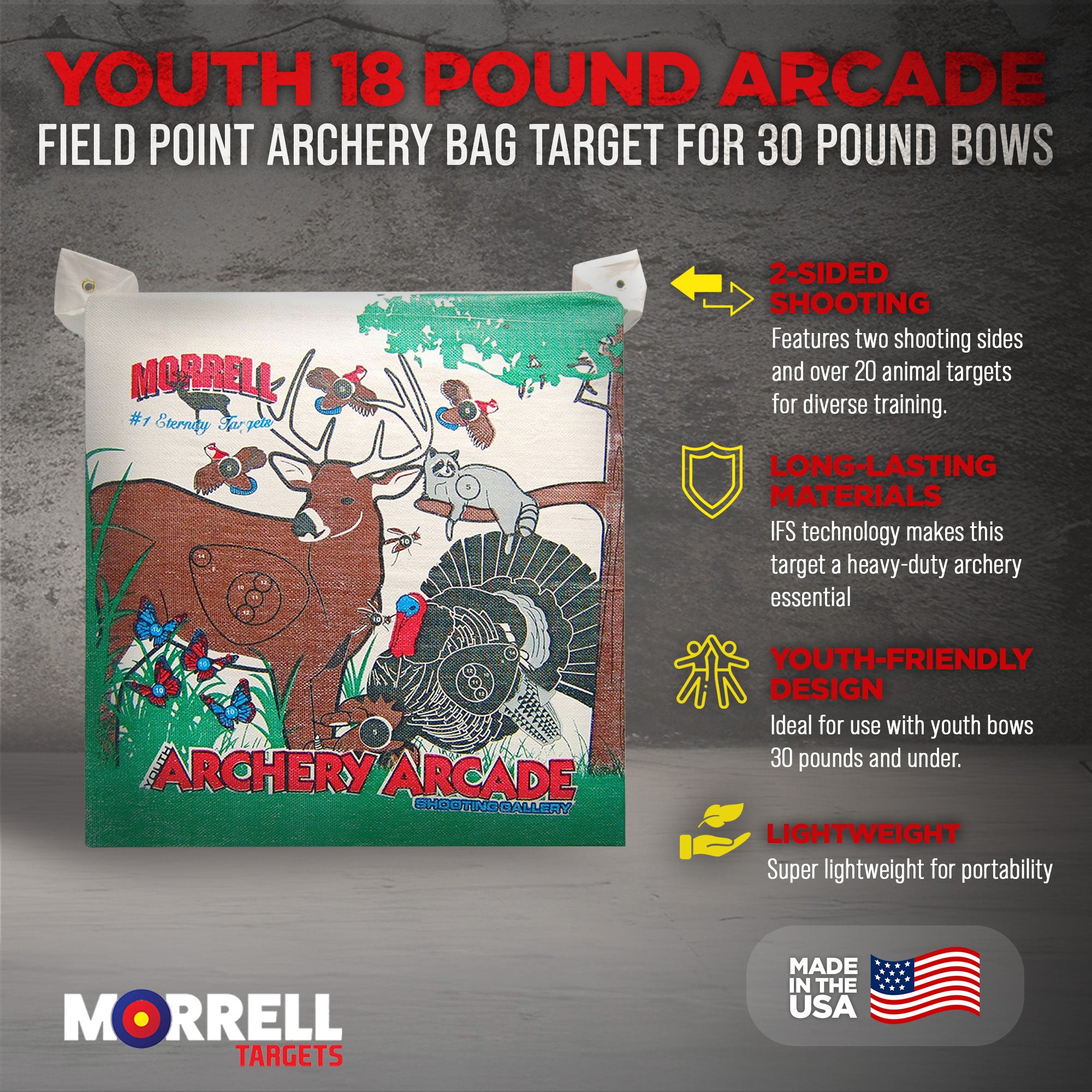 Morrell Youth 18 Pound Arcade Field Point Archery Bag Target w/ Practice Stand