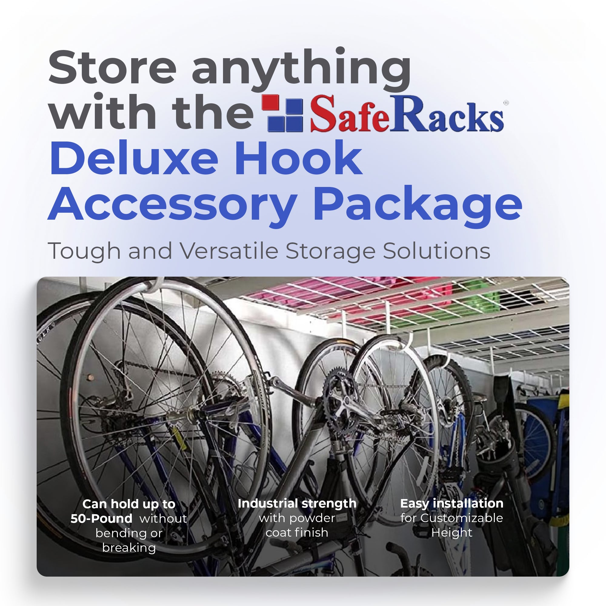 SafeRacks Hook Accessory Package for Storage & Organization,White,18pc(Open Box) - VMInnovations